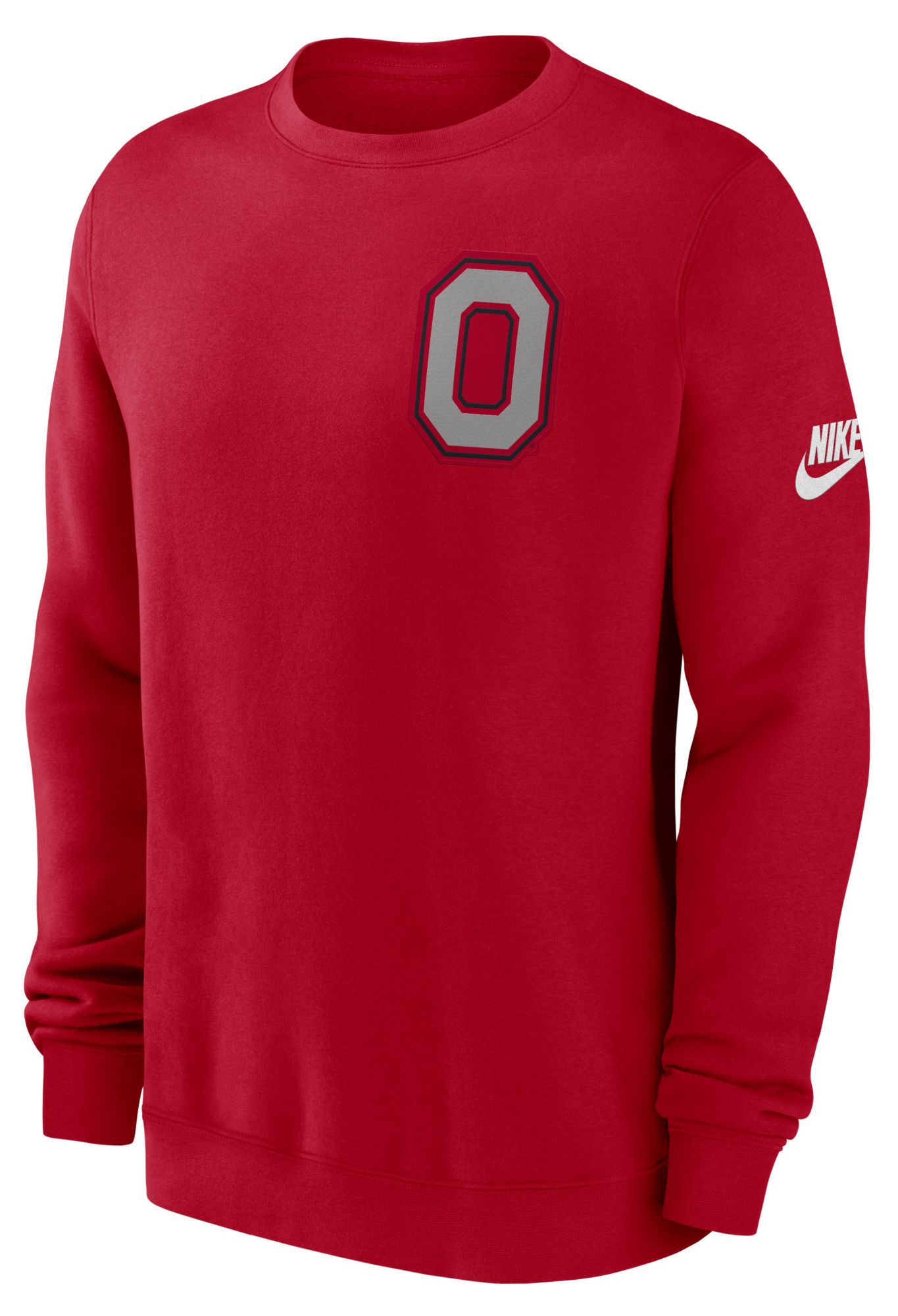 Nike Men's Ohio State Buckeyes University Red Club Legacy Twill Crewneck Sweatshirt