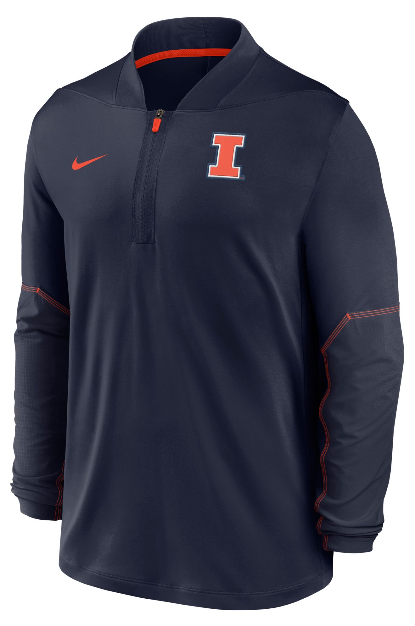 Nike Men's Illinois Fighting Illini Navy Dri-Fit Mid-Weight Coaches 1/2 Zip Jacket