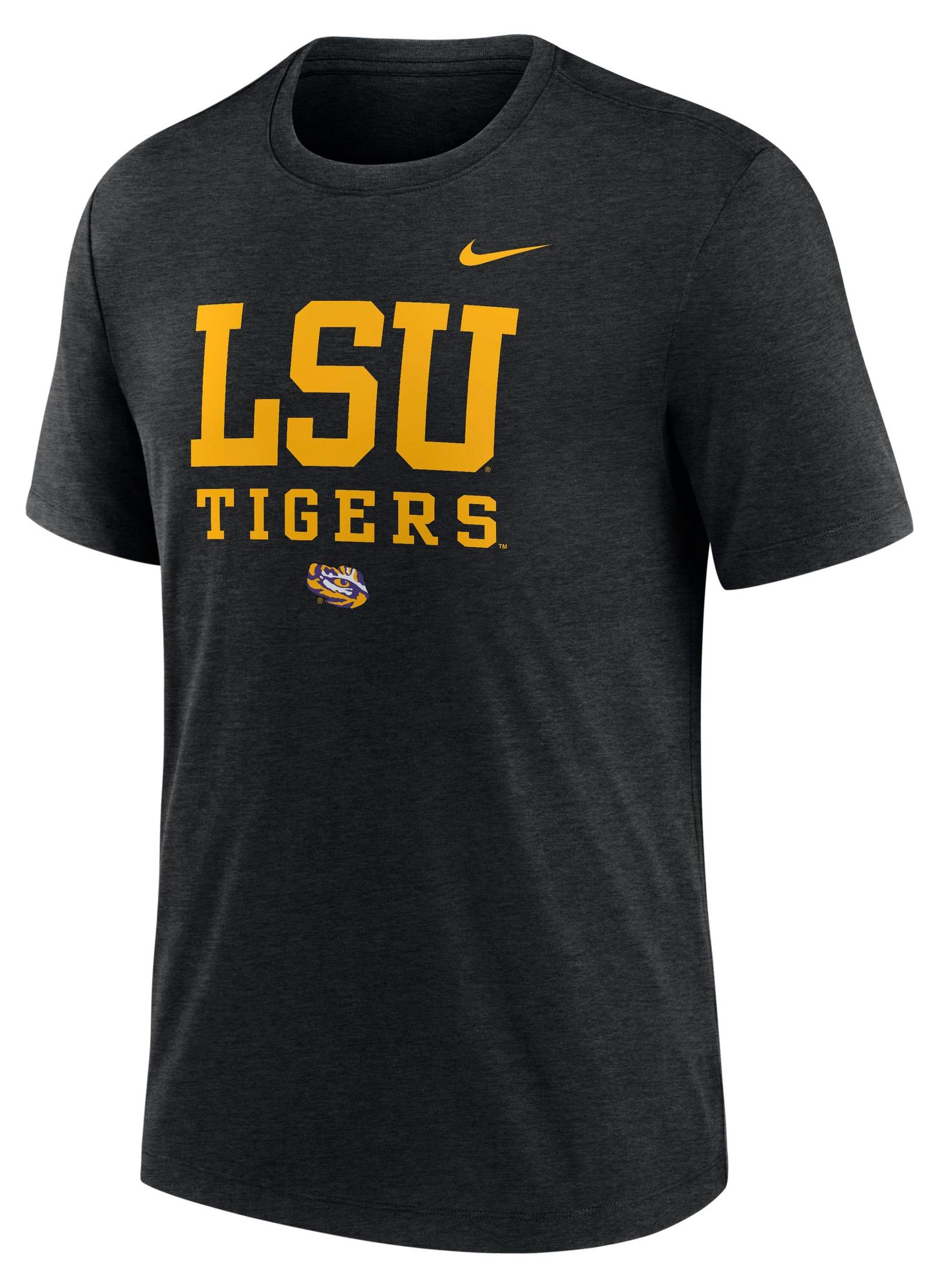 Nike Men's LSU Tigers Black Heather Triblend Stack T-Shirt