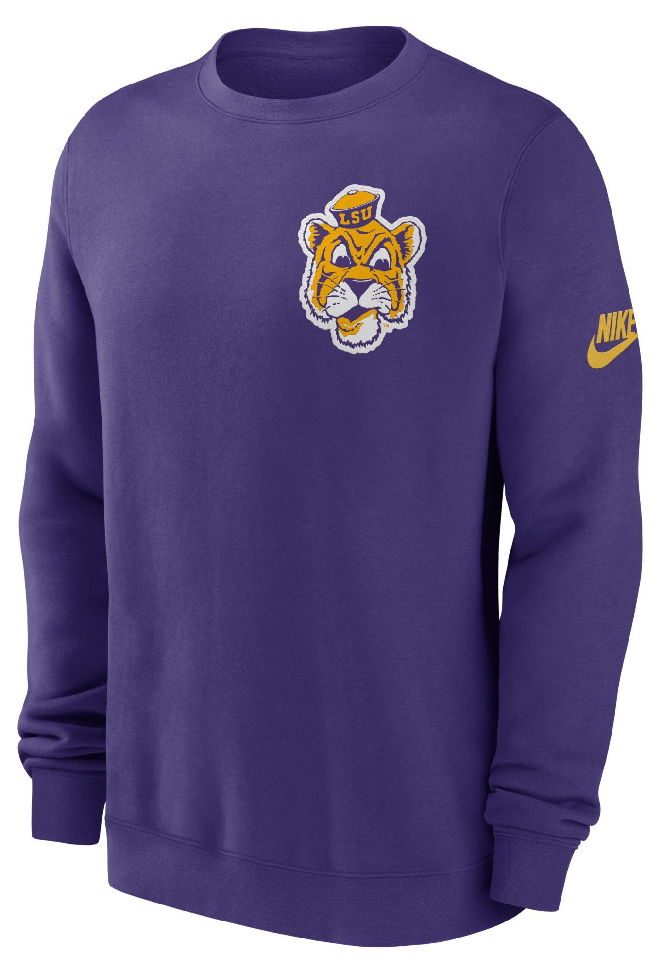 Nike Men's LSU Tigers Court Purple Club Legacy Twill Crewneck Sweatshirt