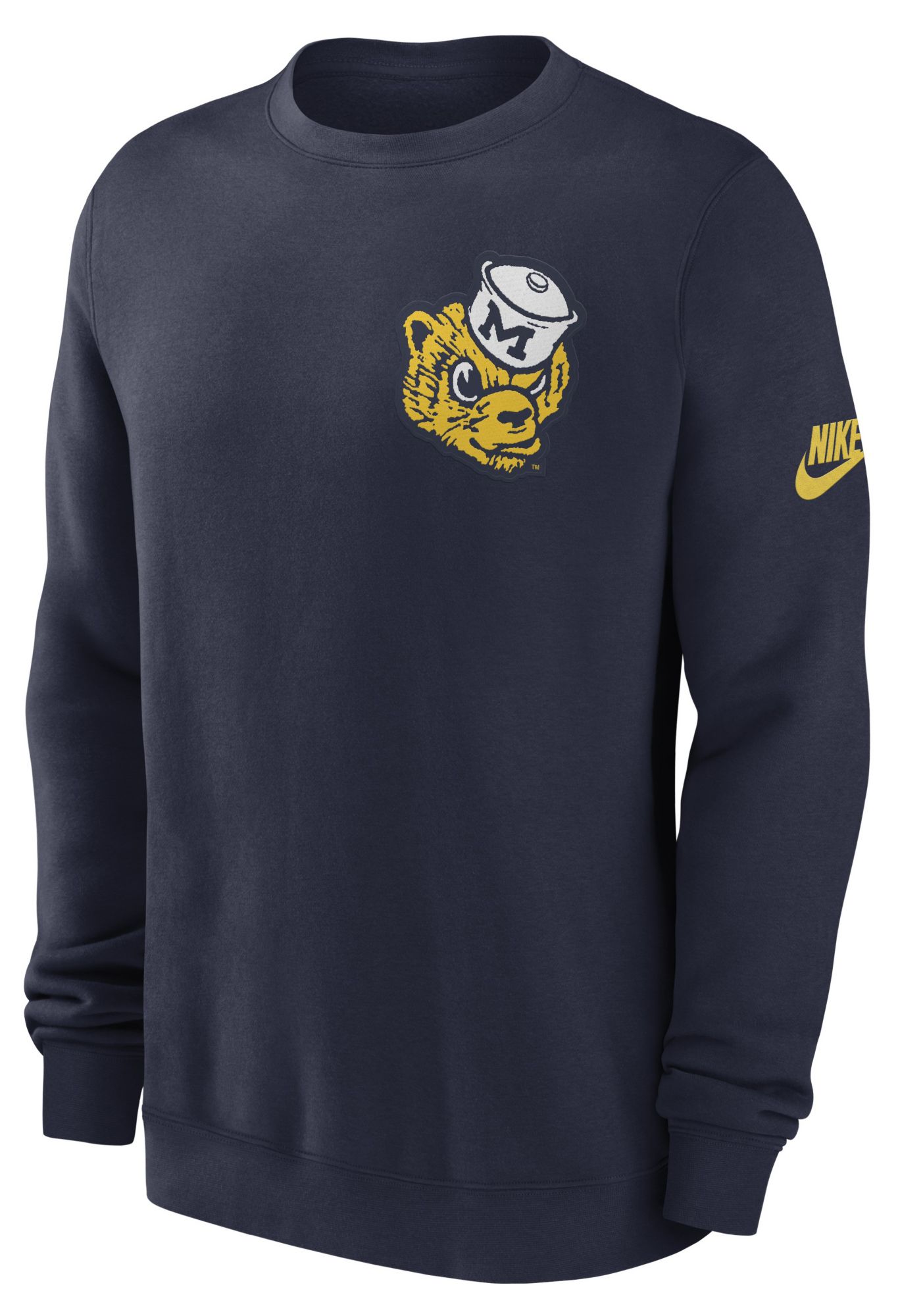 Nike Men's Michigan Wolverines College Navy Club Legacy Twill Crewneck Sweatshirt