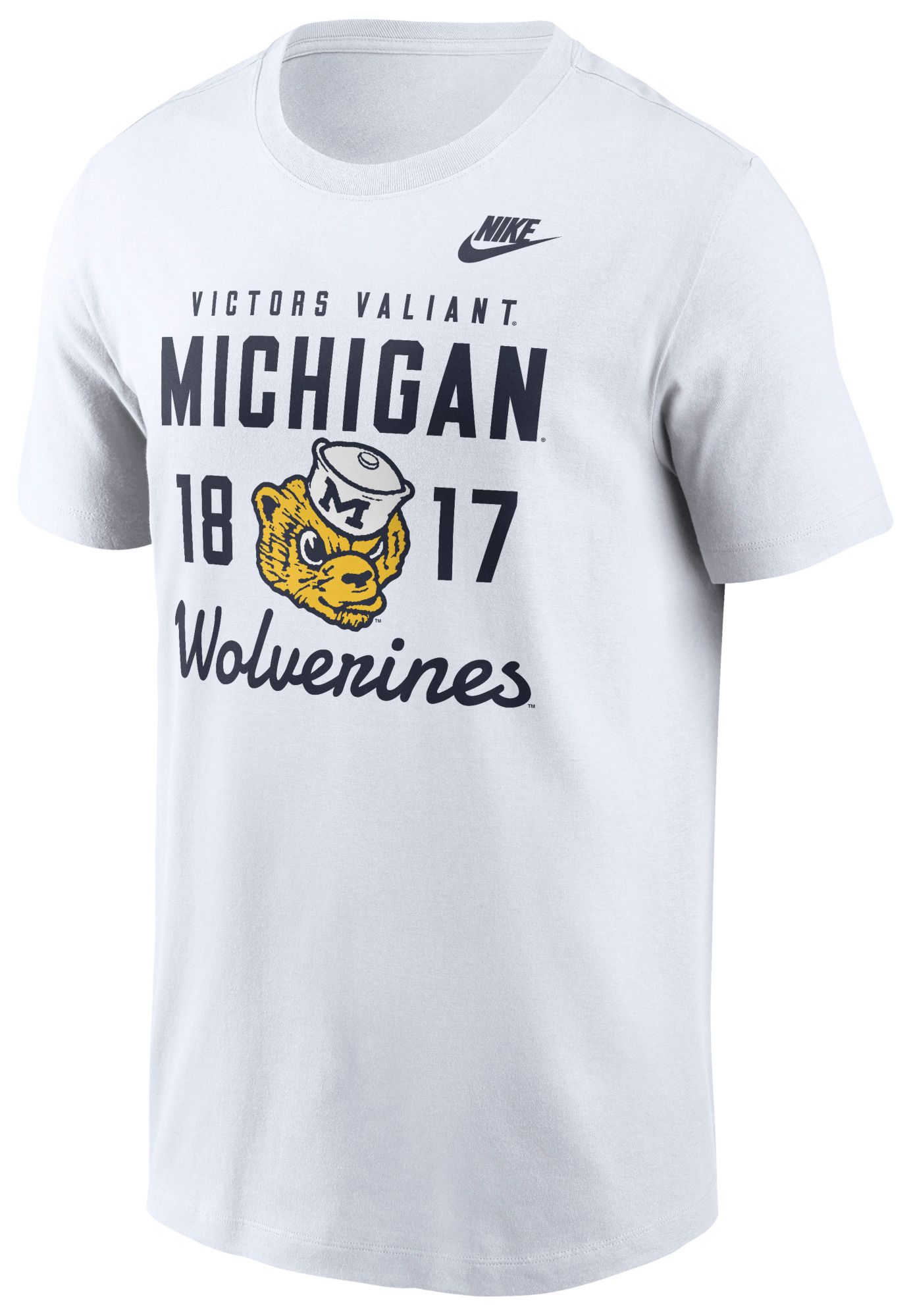 Nike Men's Michigan Wolverines White Legacy Stacked T-Shirt