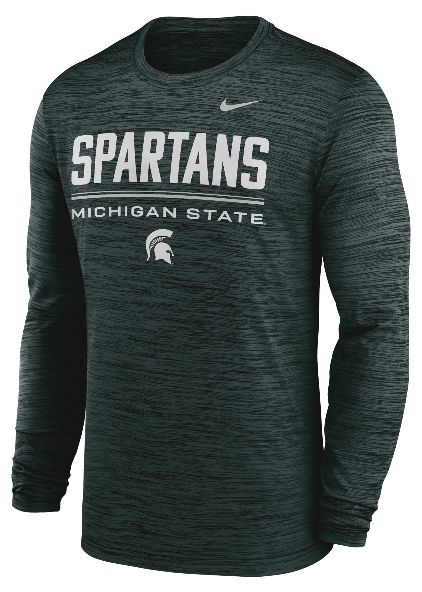 Nike Men's Michigan State Spartans Green Dri-FIT Velocity Long Sleeve Shirt