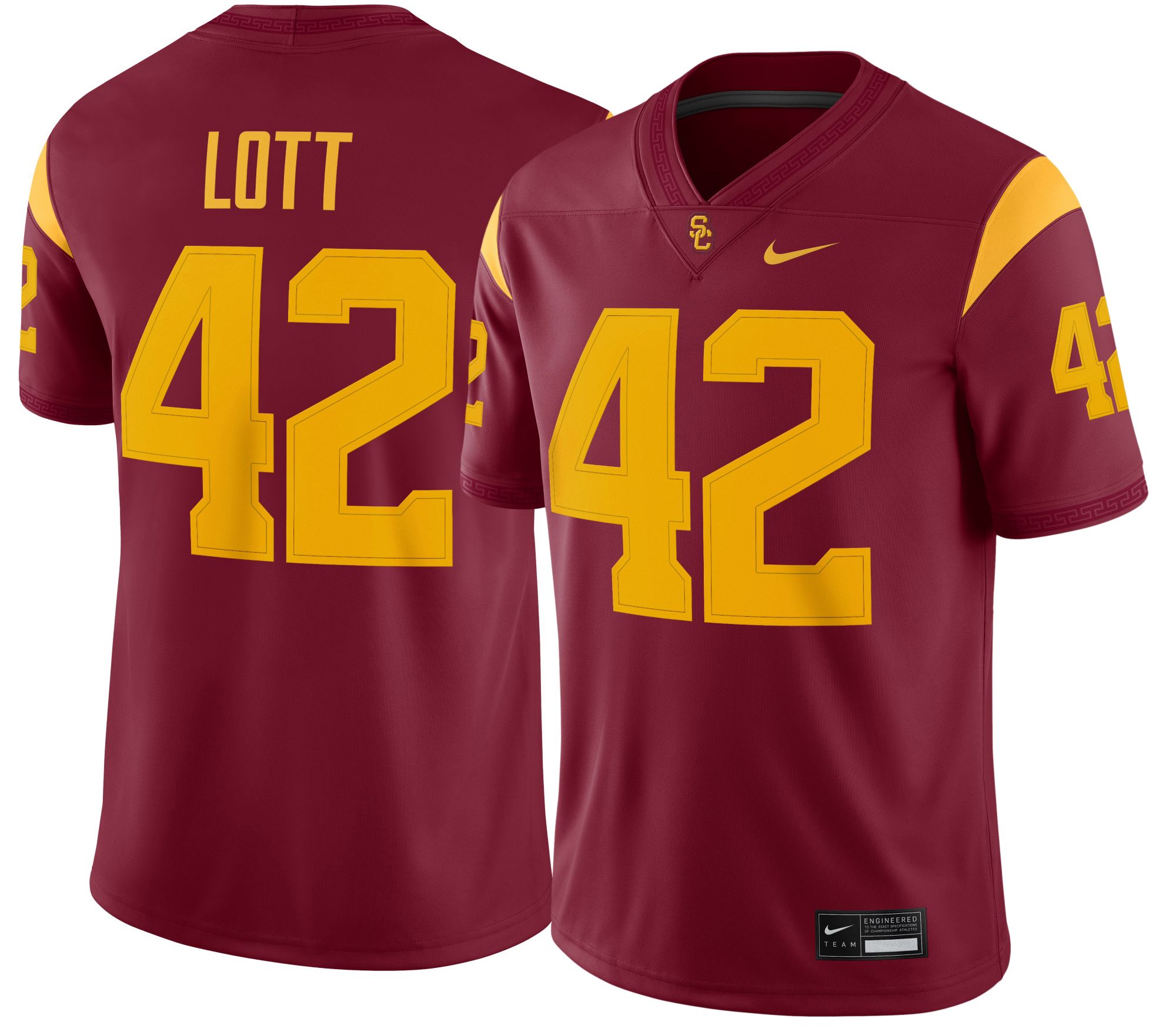 Nike Men's USC Trojans Ronnie Lott #42 Team Crimson Jersey