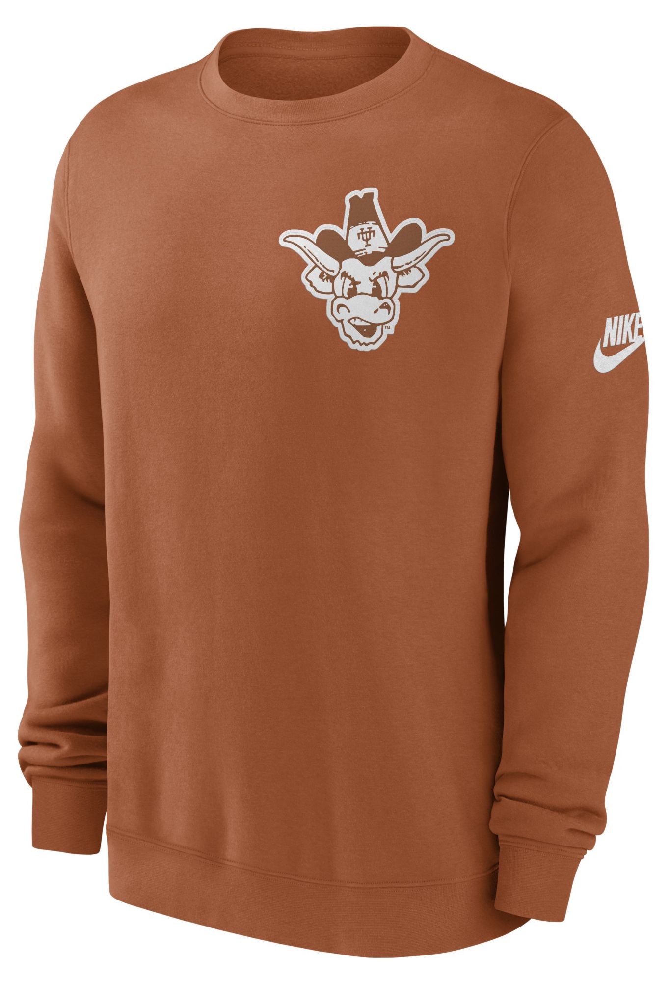 Nike Men's Texas Longhorns Desert Orange Club Legacy Twill Crewneck Sweatshirt
