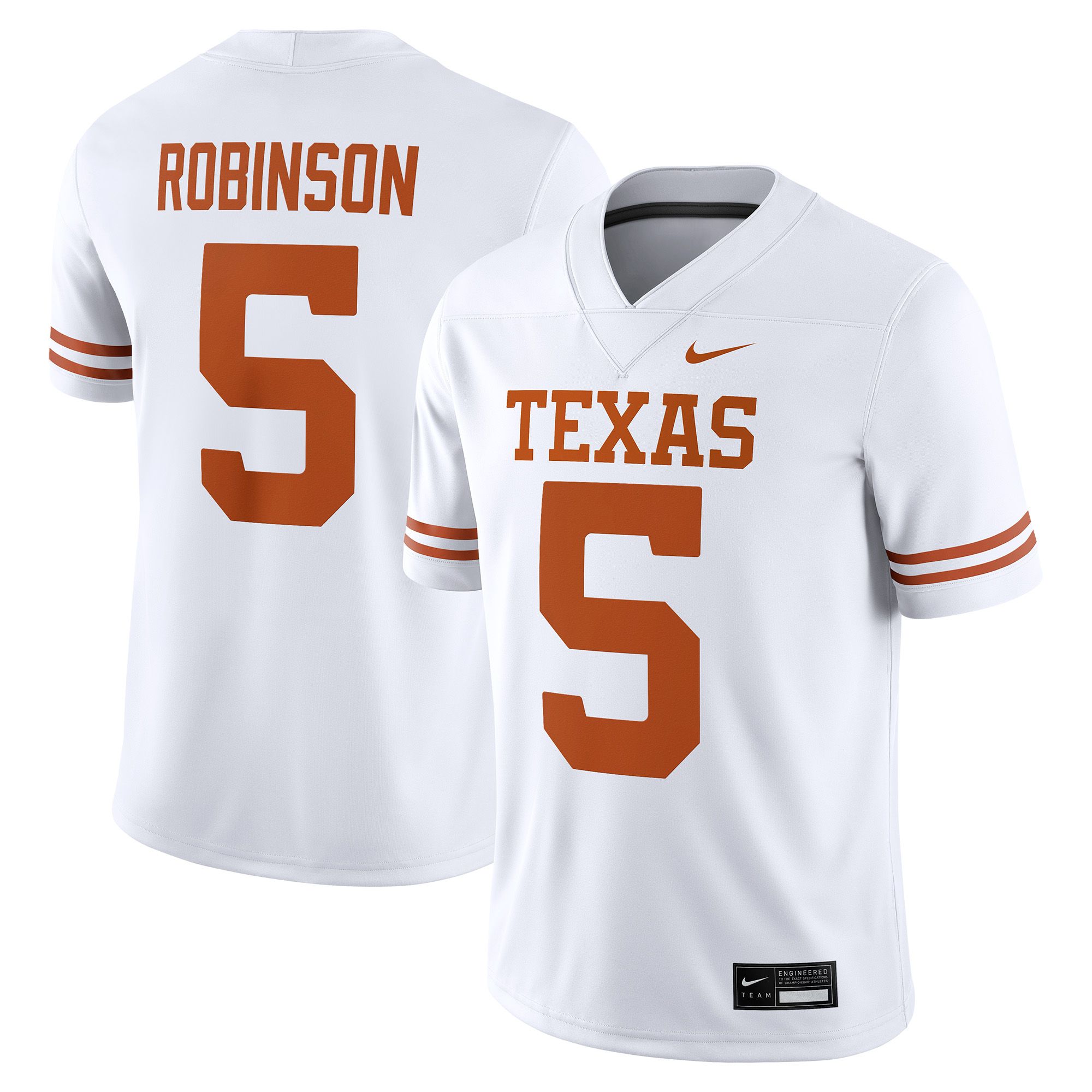 Nike Men's Texas Longhorns Bijan Robinson #5 White Jersey
