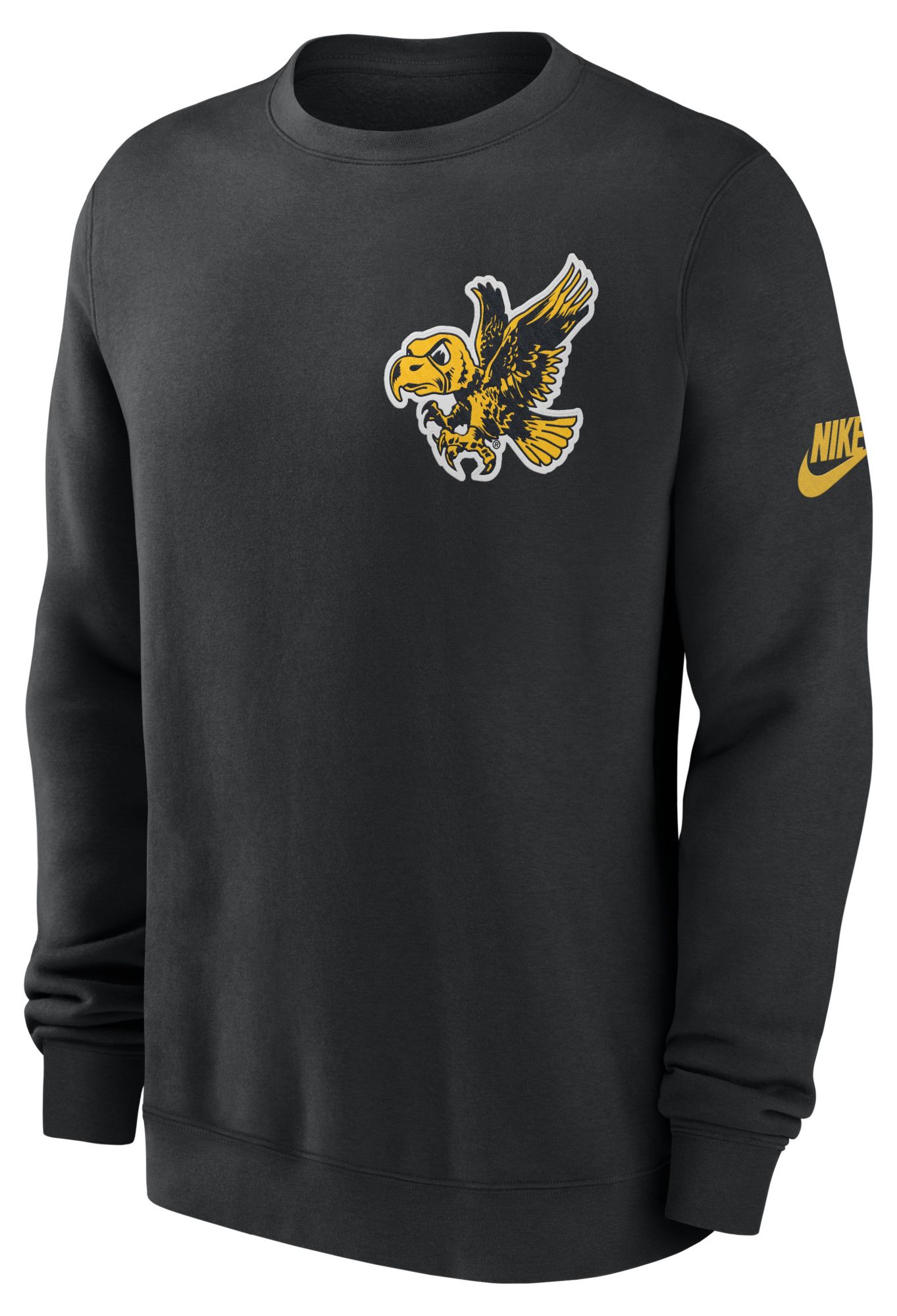 Nike Men's Iowa Hawkeyes Black Club Legacy Twill Crewneck Sweatshirt