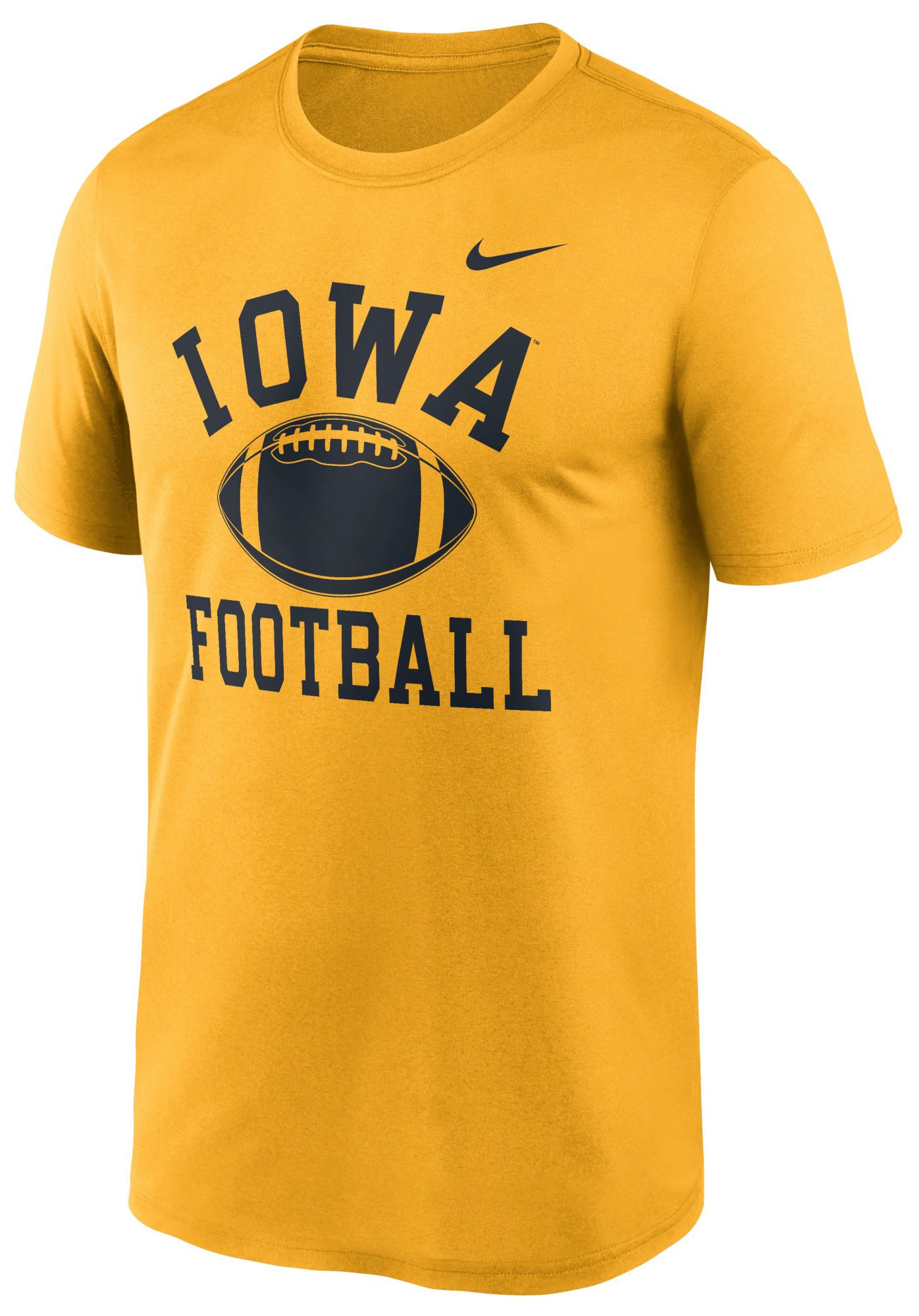 Nike Men's Iowa Hawkeyes Gold Arch Football Legend T-Shirt, XXL, Yellow