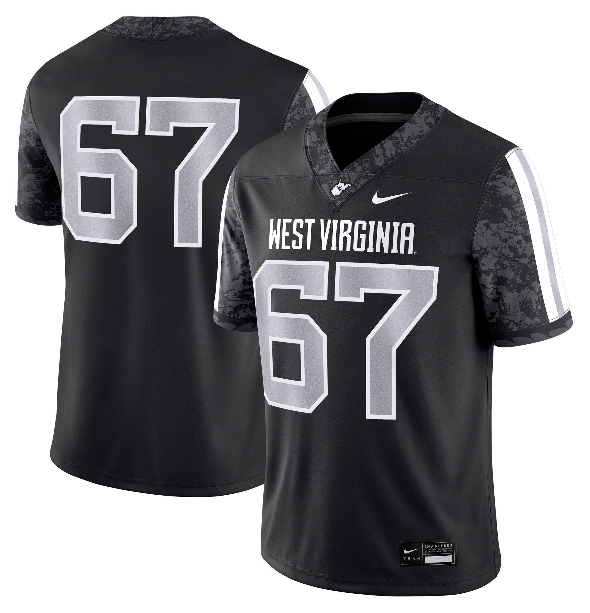 Nike Men's West Virginia Mountaineers Black Landen Livingston #67 Alternate Replica Jersey