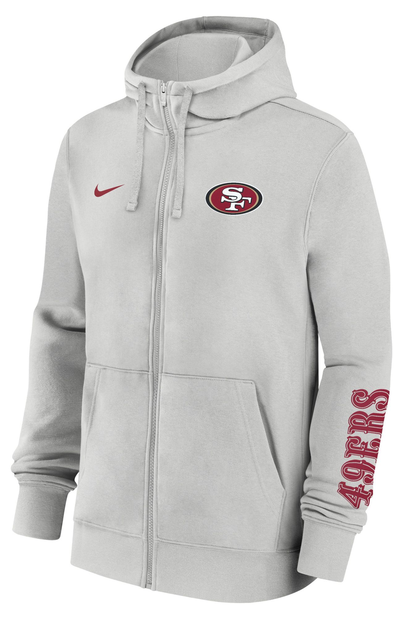 Nike Men's San Francisco 49ers Photon Dust Club Fleece Full Zip Hoodie