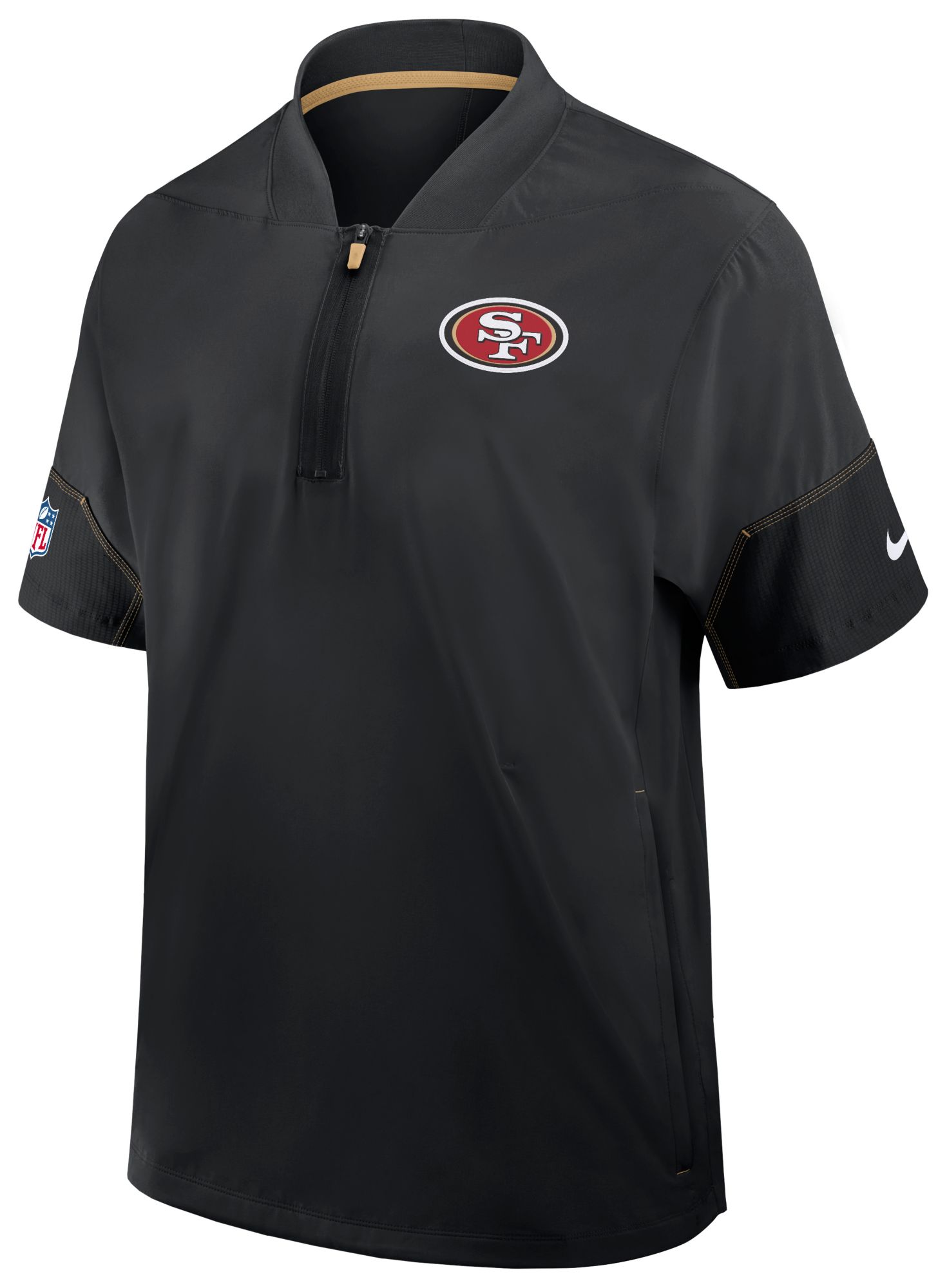 Nike Men's San Francisco 49ers Black Sideline Short Sleeve Coach's Jacket