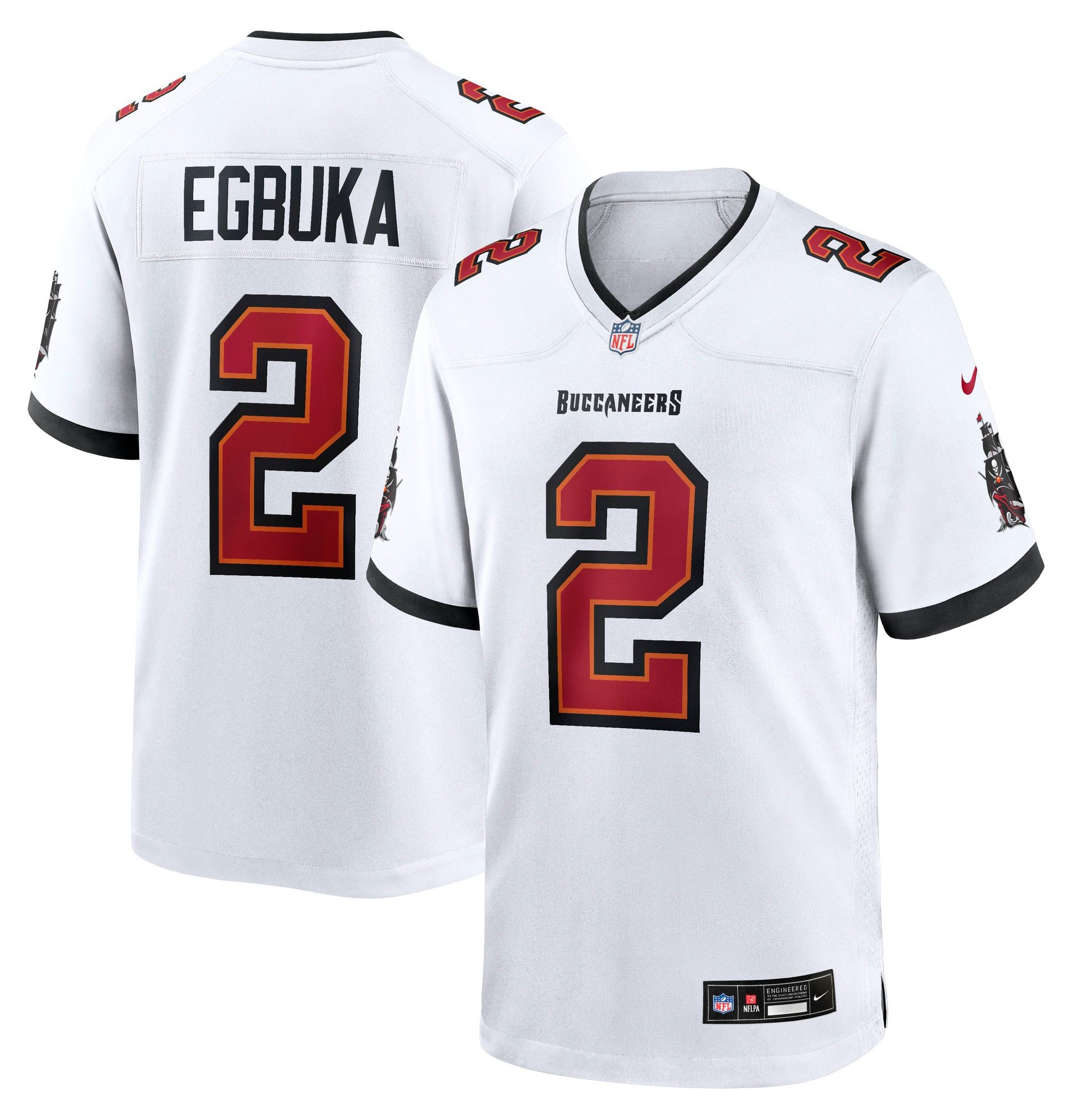Nike Men's Tampa Bay Buccaneers Emeka Egbuka #2 White Road Game Jersey