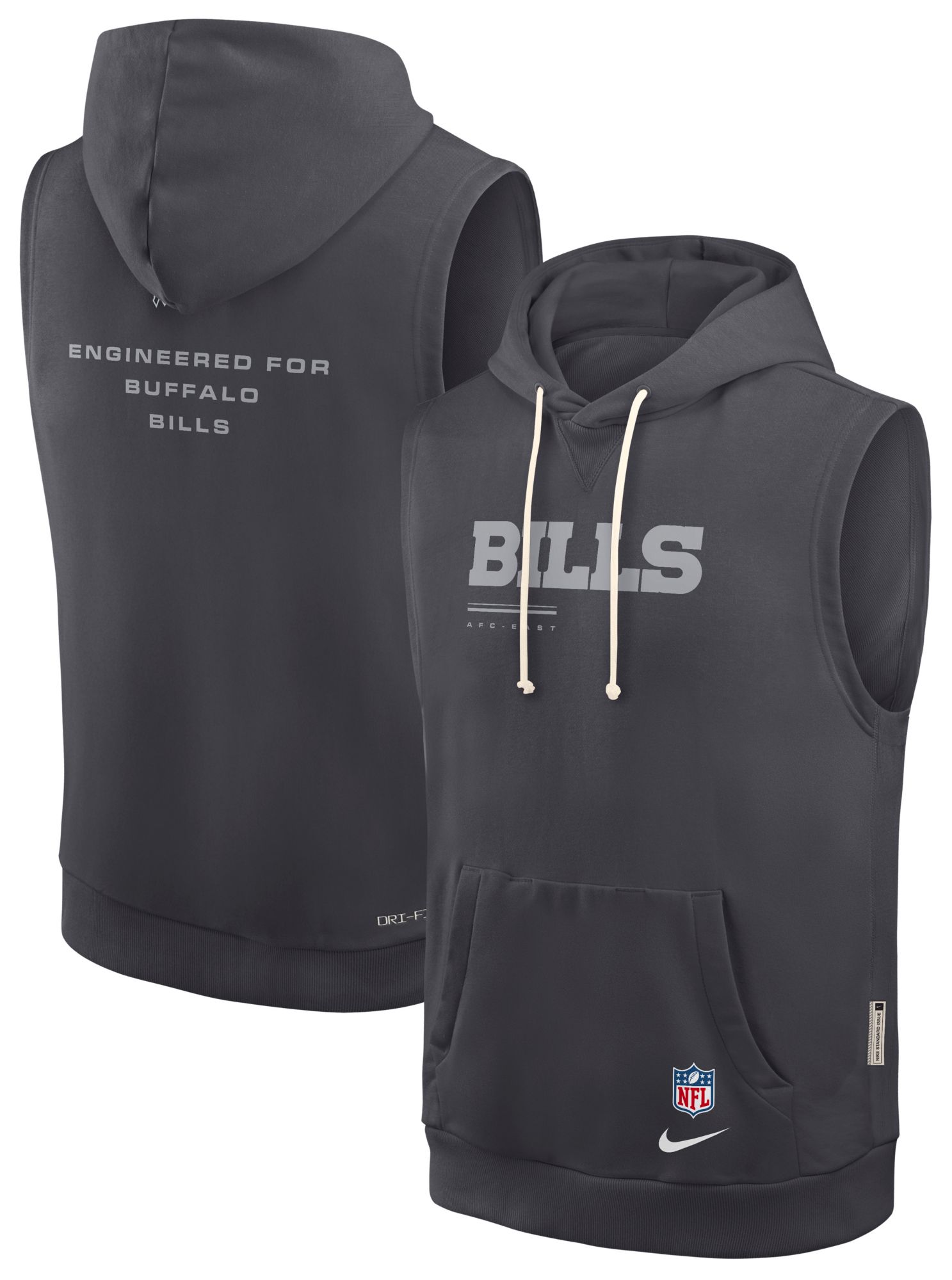 Nike Men's Buffalo Bills Anthracite Sideline Sleeveless Hoodie