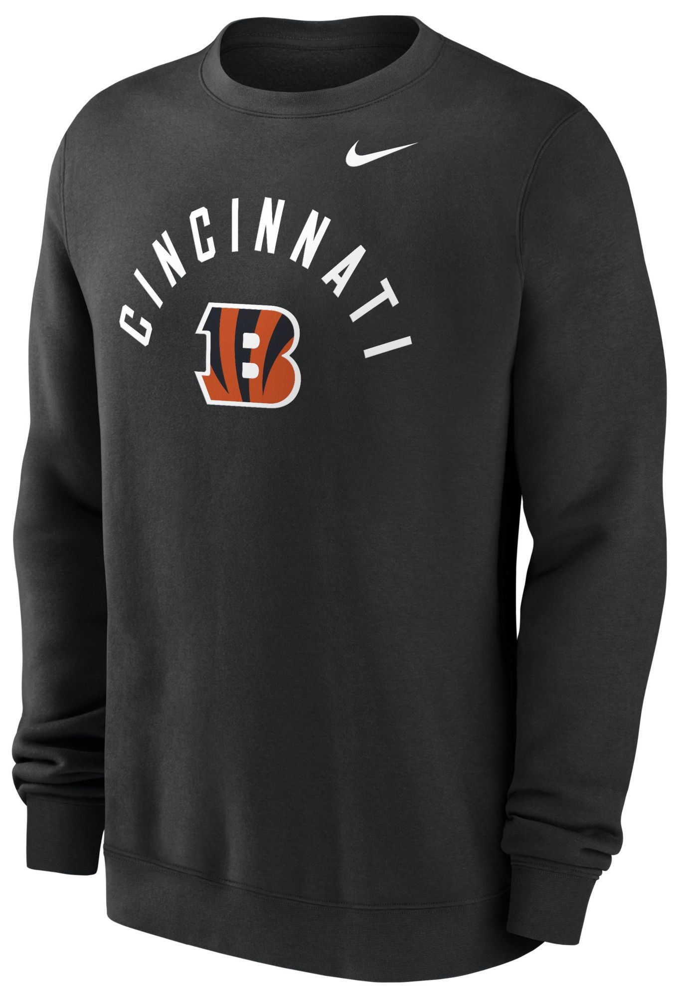 Nike Men's Cincinnati Bengals Black Club Fleece Arch Crewneck Sweatshirt