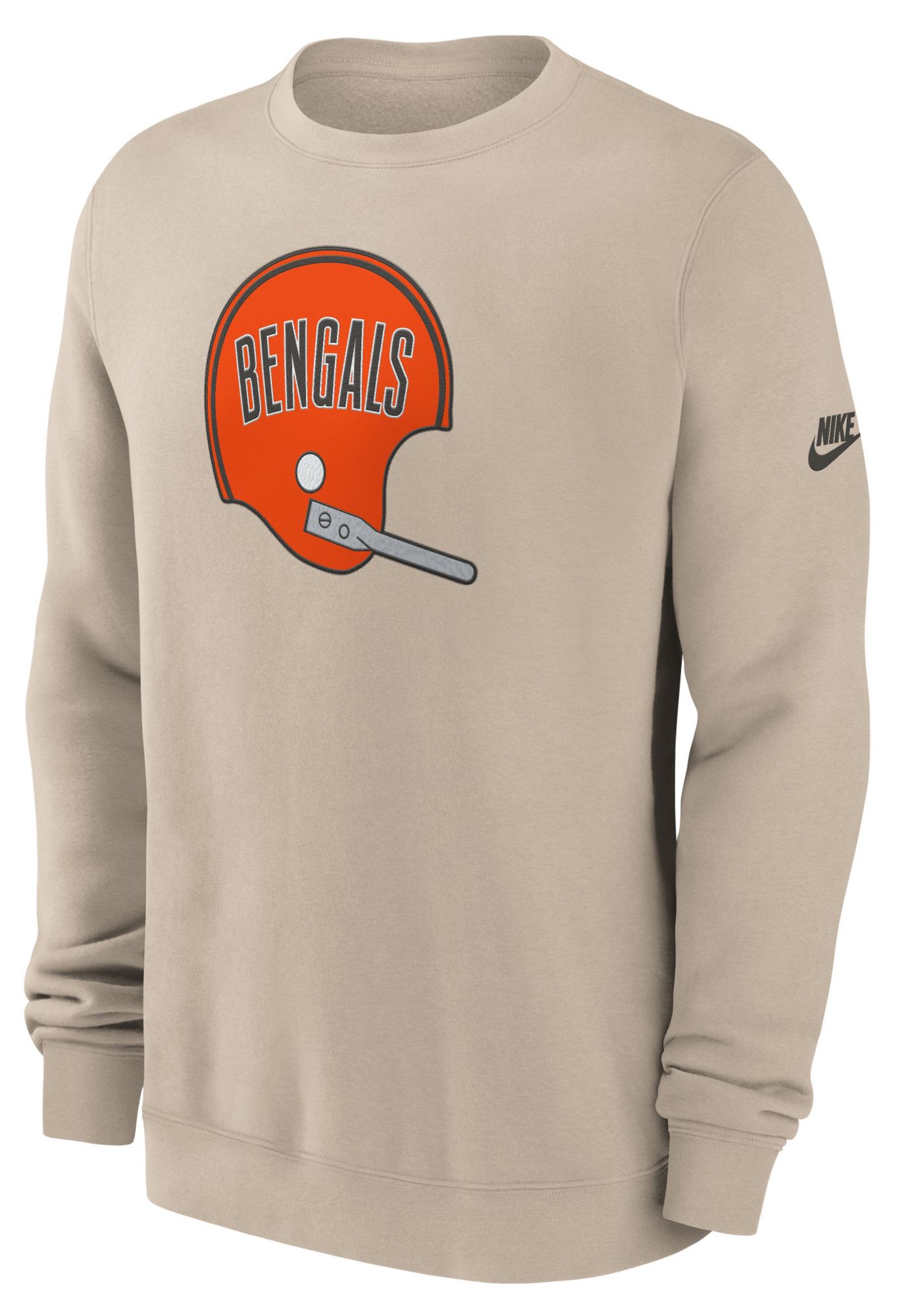 Nike Men's Cincinnati Bengals Desert Sand Club Fleece Rewind Crewneck Sweatshirt