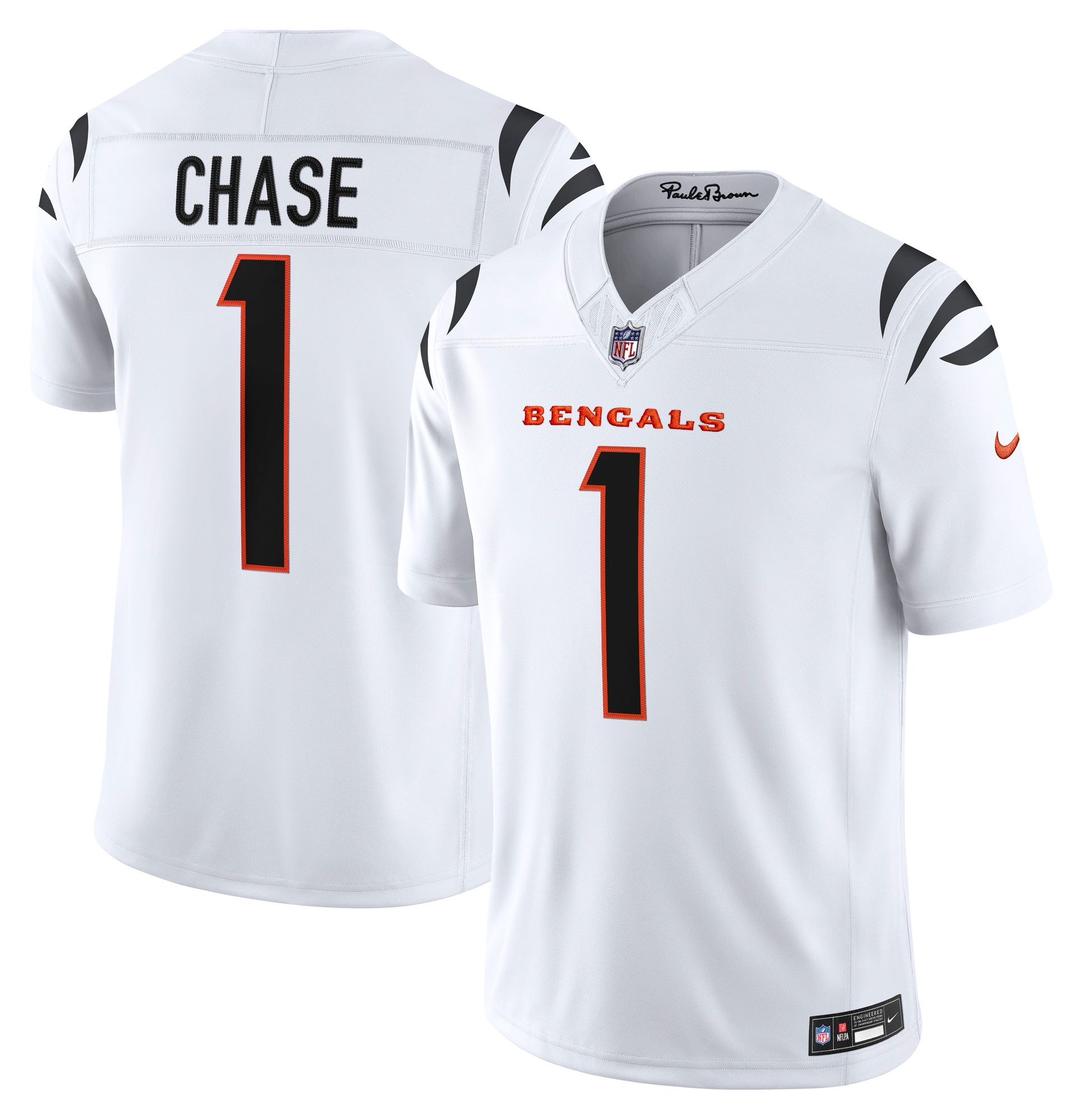 Nike Men's Cincinnati Bengals Ja'Marr Chase #1 White Road Limited Jersey