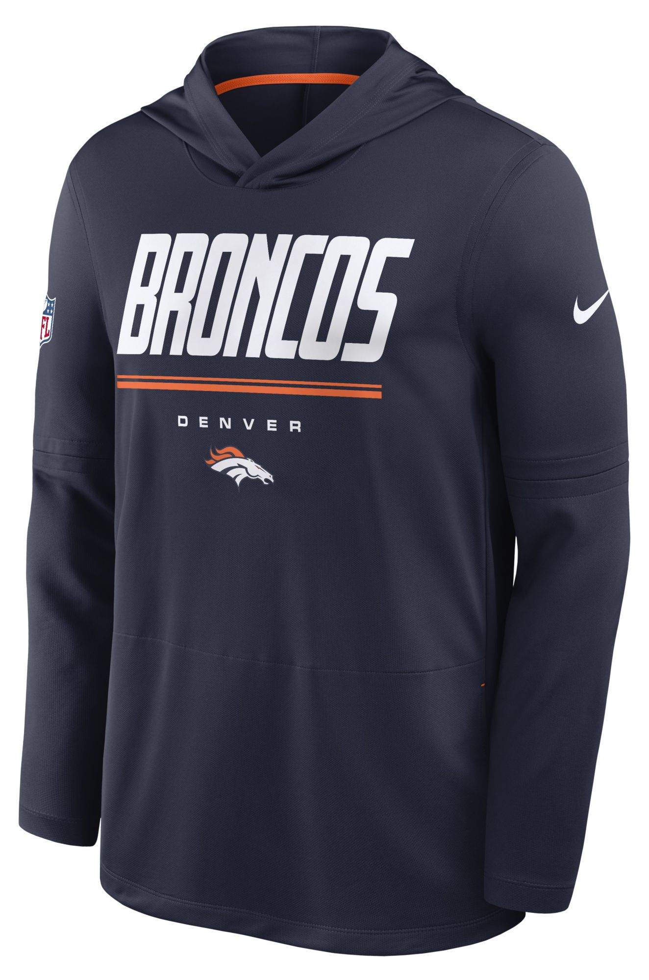 Nike Men's Denver Broncos Navy Long Sleeve Hooded Top