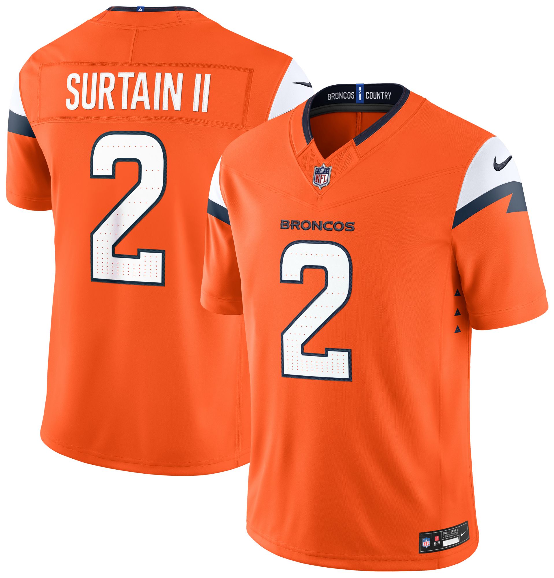 Nike Men's Denver Broncos Orange Patrick Surtain II #2 Limited Jersey