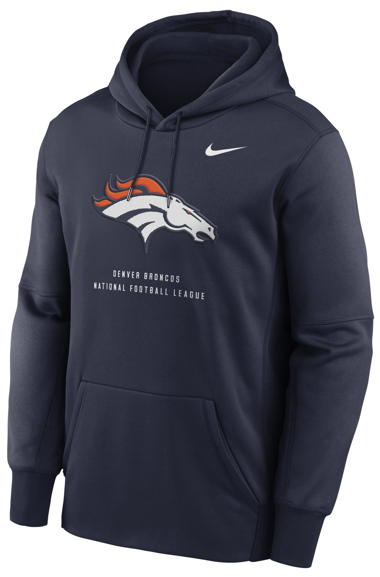 Nike Men's Denver Broncos College Navy Therma Fleece Hoodie