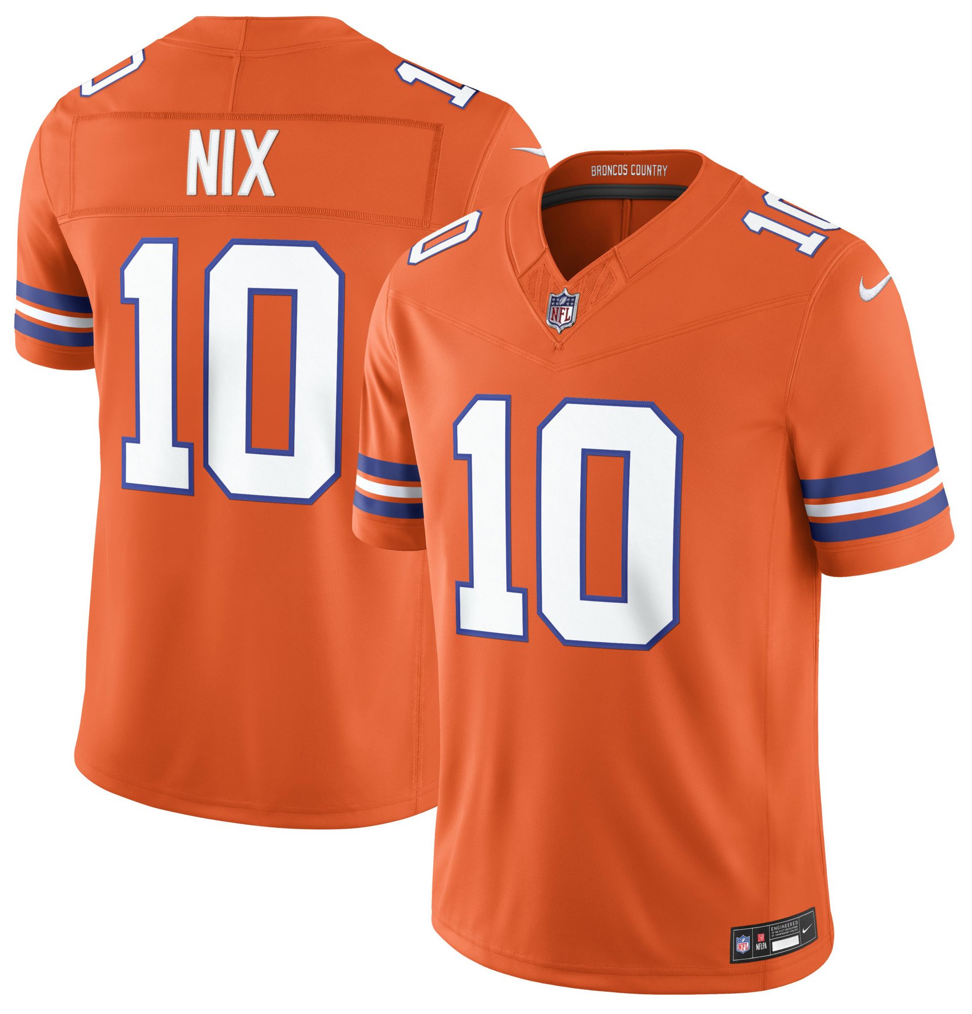 Nike Men's Denver Broncos Bo Nix #10 Brilliant Orange Alternate Limited Jersey