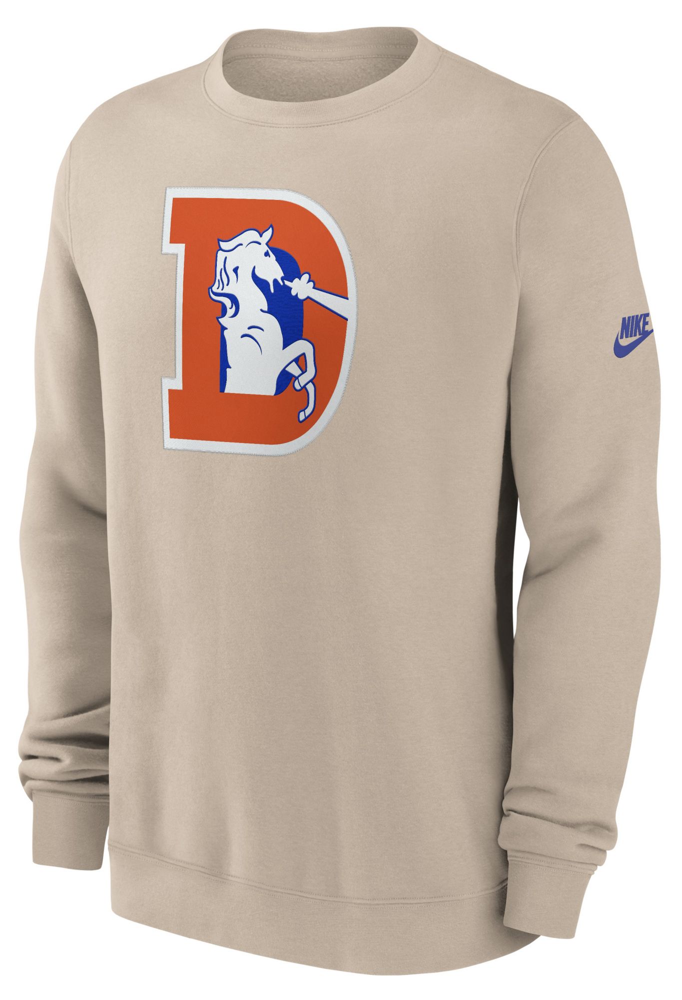 Nike Men's Denver Broncos Desert Sand Club Fleece Rewind Crewneck Sweatshirt
