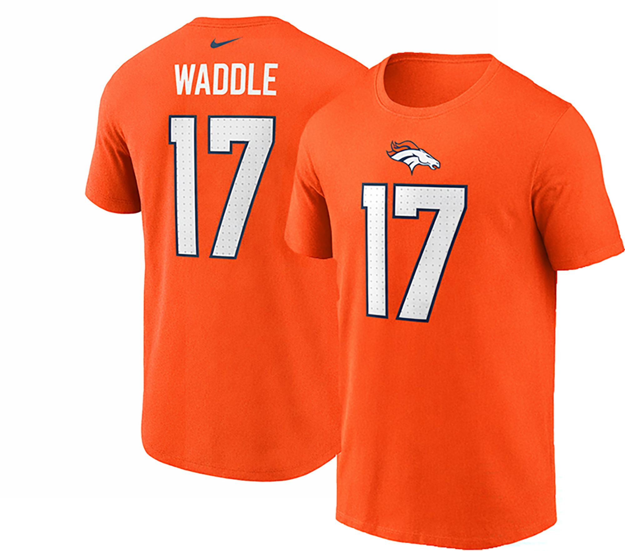Nike Men's Denver Broncos Jaylen Waddle #17 Orange T-Shirt