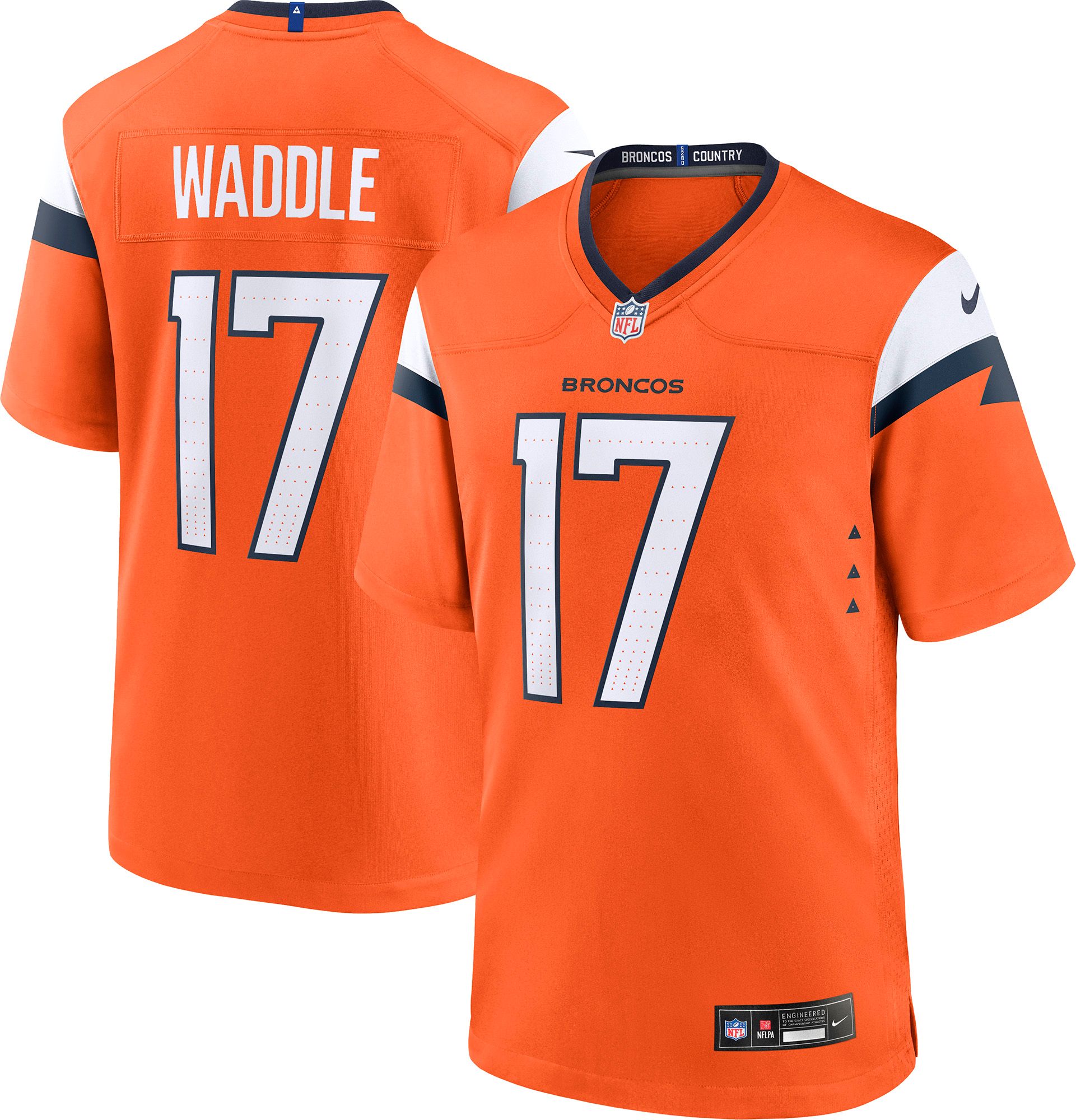 Nike Men's Denver Broncos Jaylen Waddle #17 Orange Home Game Jersey
