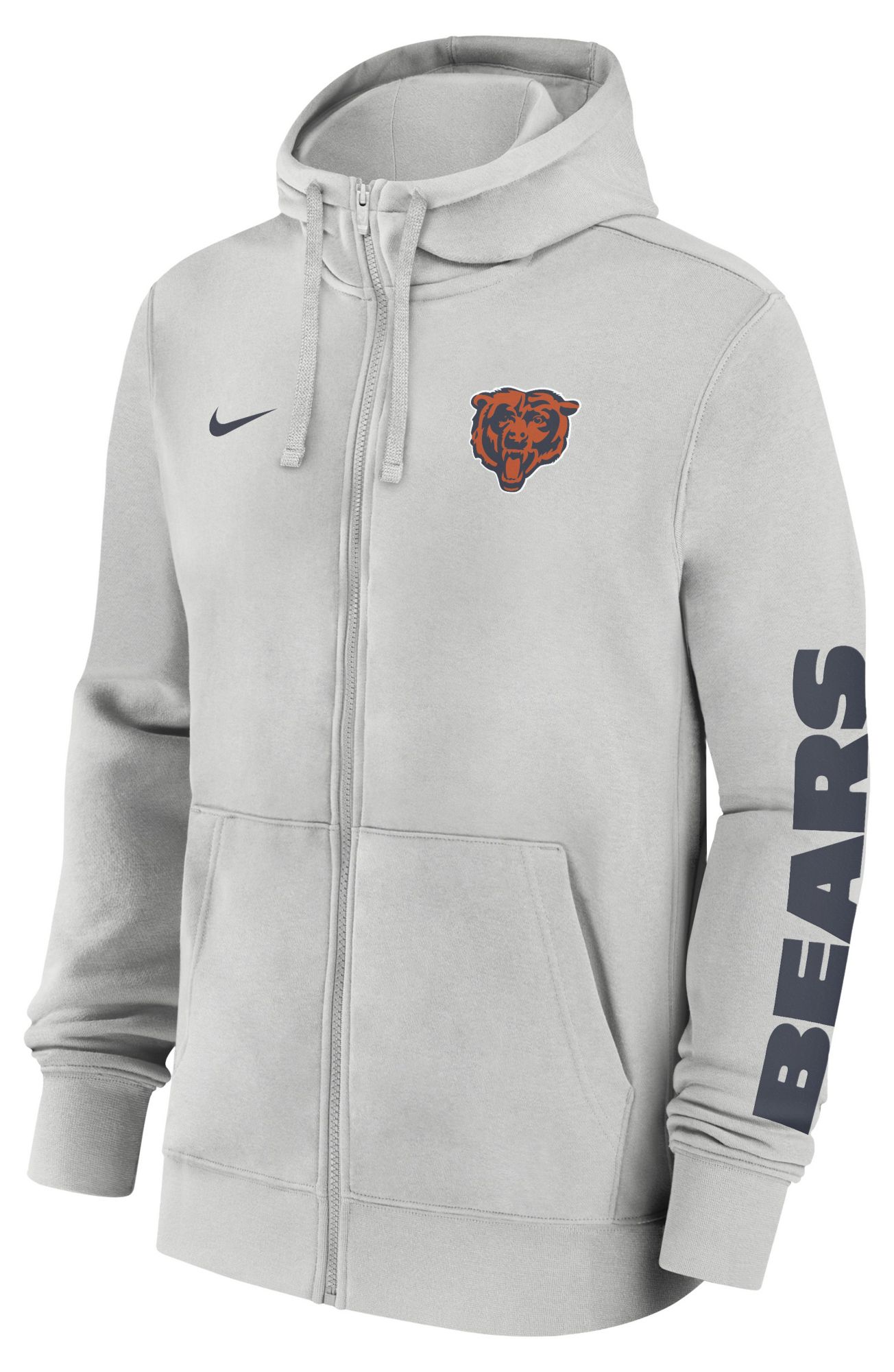 Nike Men's Chicago Bears Photon Dust Club Fleece Full Zip Hoodie