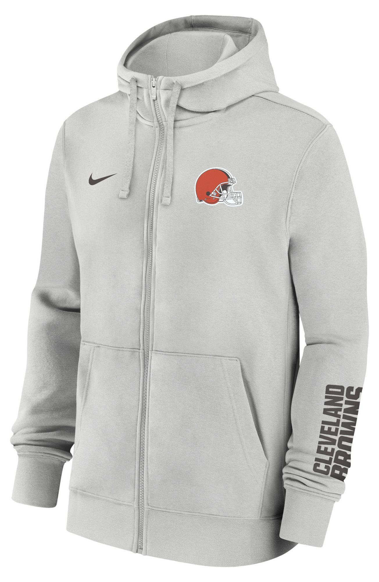 Nike Men's Cleveland Browns Photon Dust Club Fleece Full Zip Hoodie