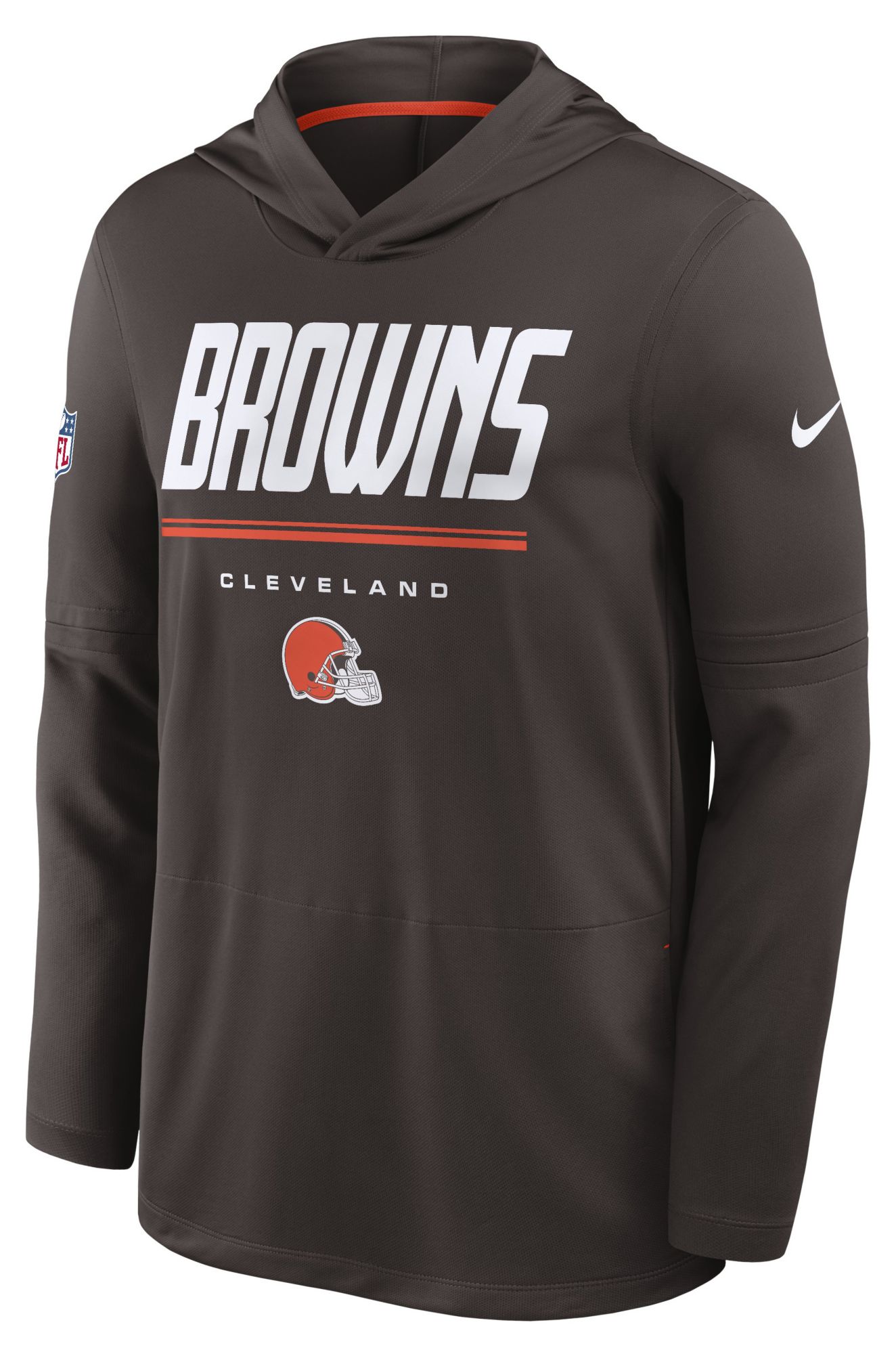 Nike Men's Cleveland Browns Seal Brown Long Sleeve Hooded Top