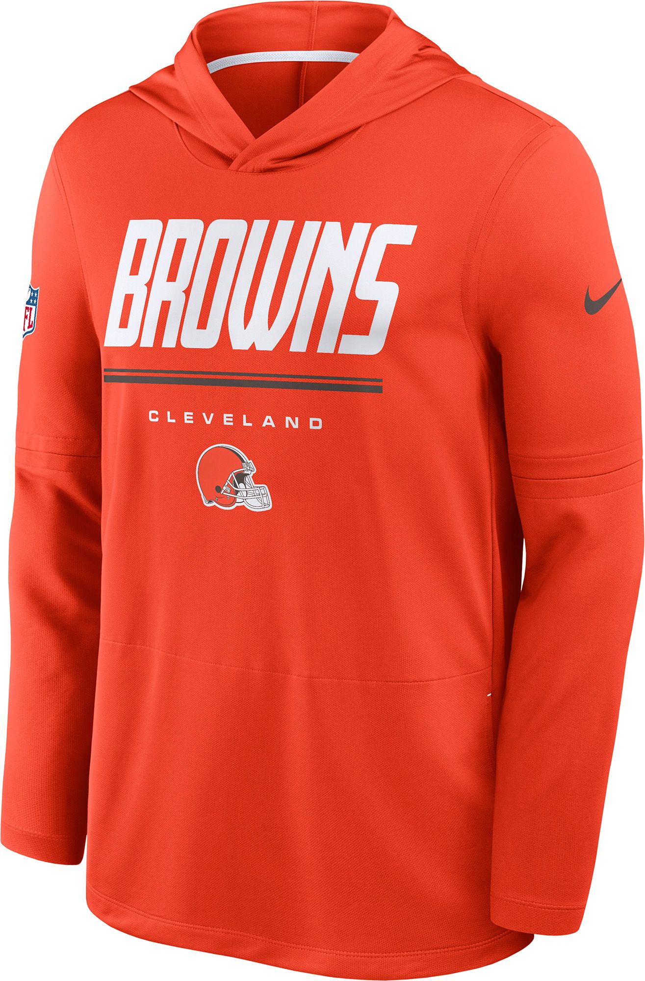 Nike Men's Cleveland Browns Orange Long Sleeve Hooded Top