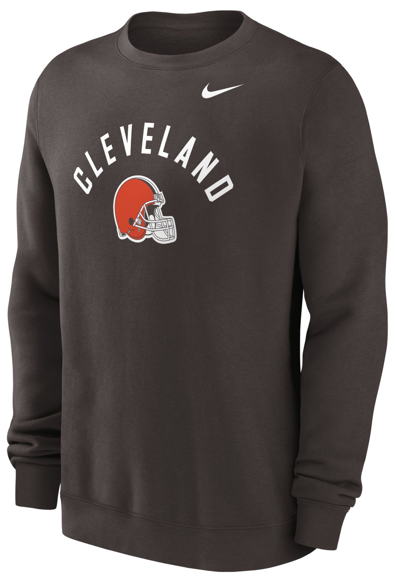 Nike Men's Cleveland Browns Seal Brown Club Fleece Arch Crewneck Sweatshirt