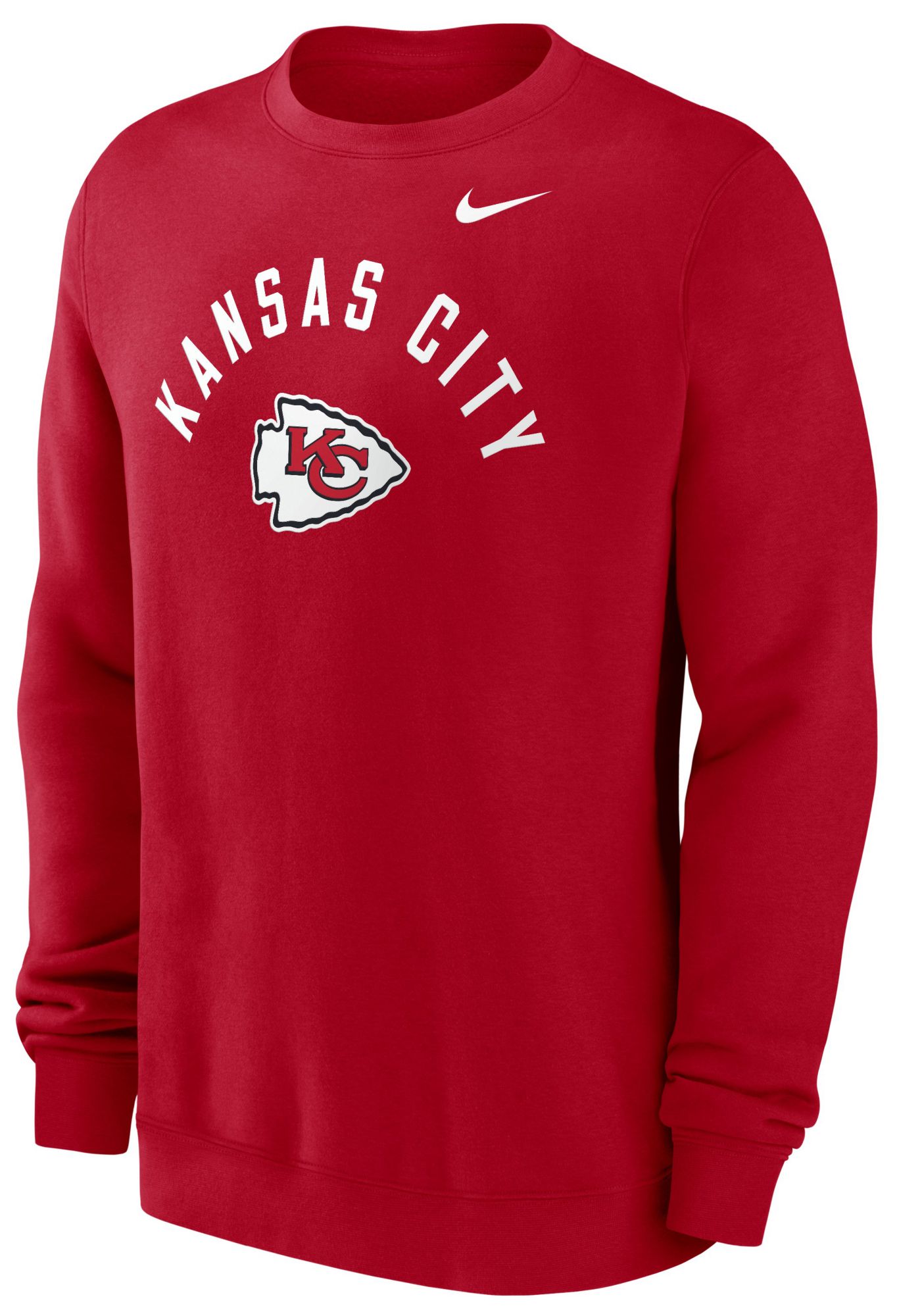 Nike Men's Kansas City Chiefs University Red Club Fleece Arch Crewneck Sweatshirt
