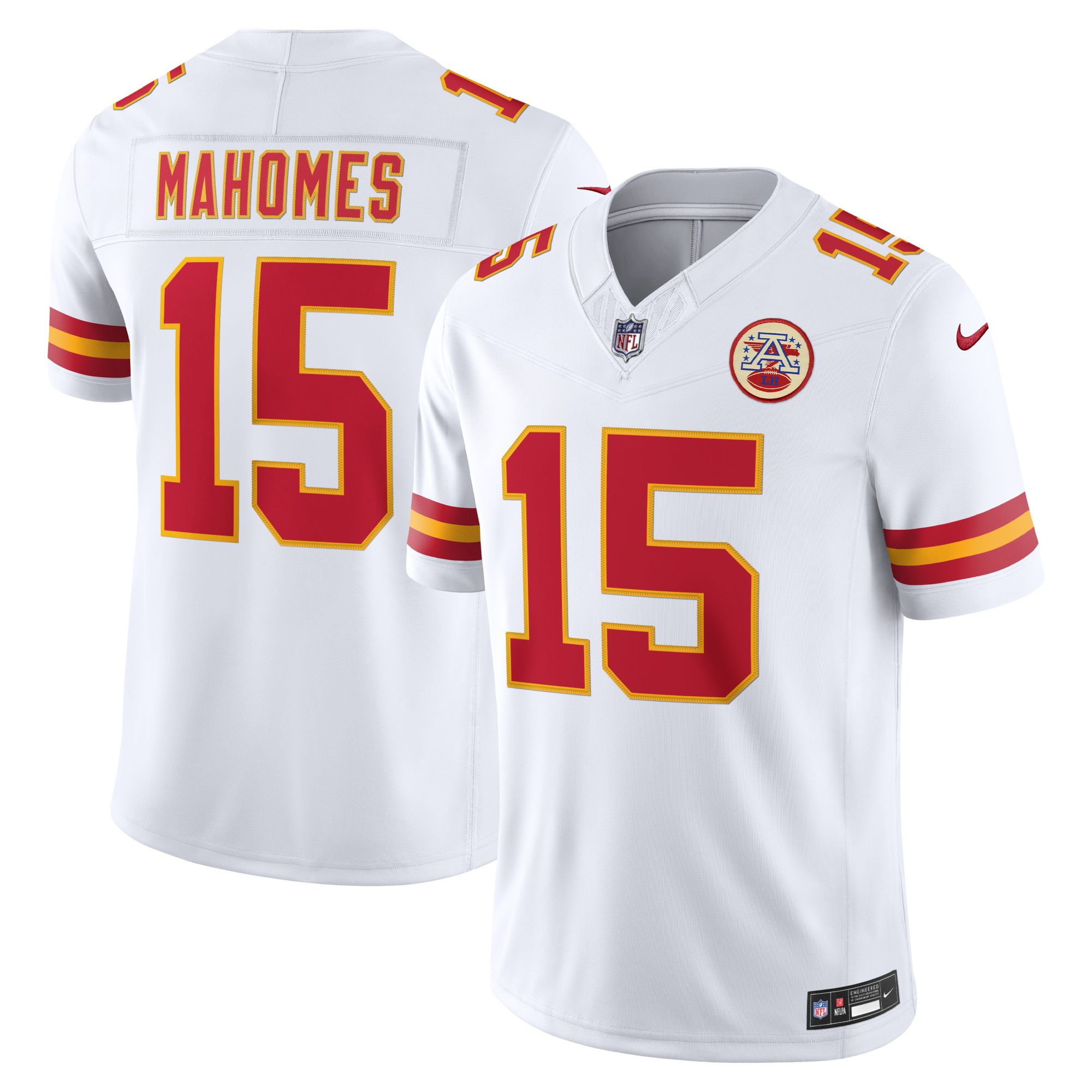 Nike Men's Kansas City Chiefs Patrick Mahomes #15 White Road Limited Jersey