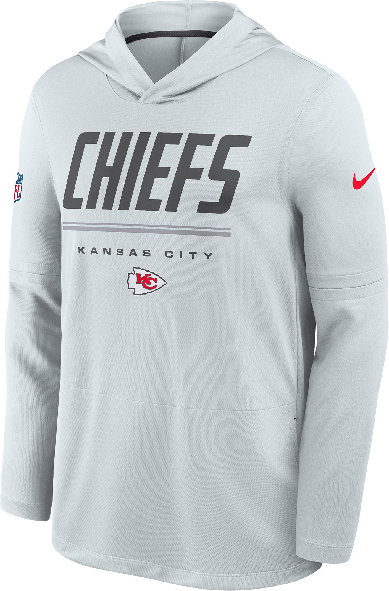 Nike Men's Kansas City Chiefs Pure Platinum Long Sleeve Hooded Top