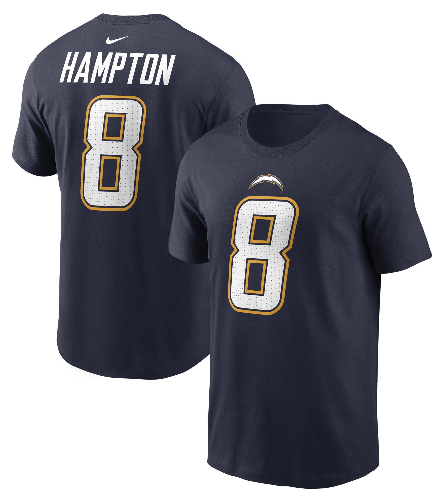 Nike Men's Los Angeles Chargers Navy Omarion Hampton #8 T-Shirt