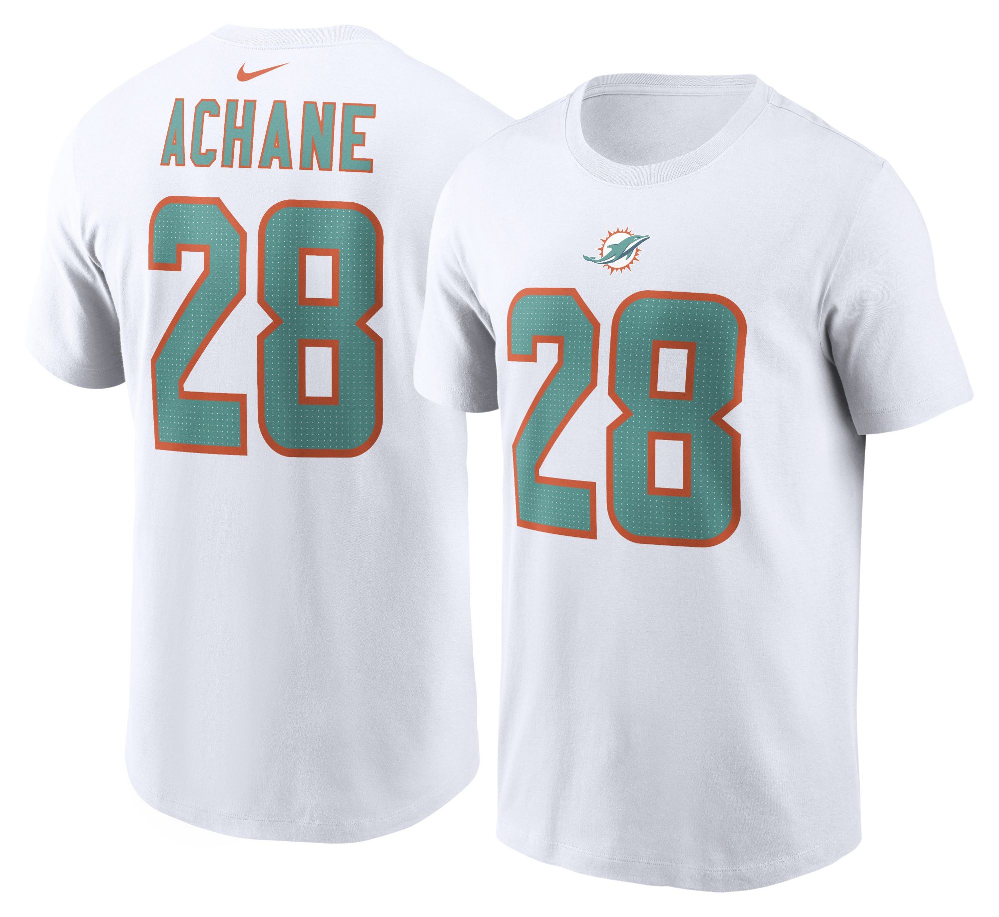 Nike Men's Miami Dolphins White DeVon Achane #28 T-Shirt