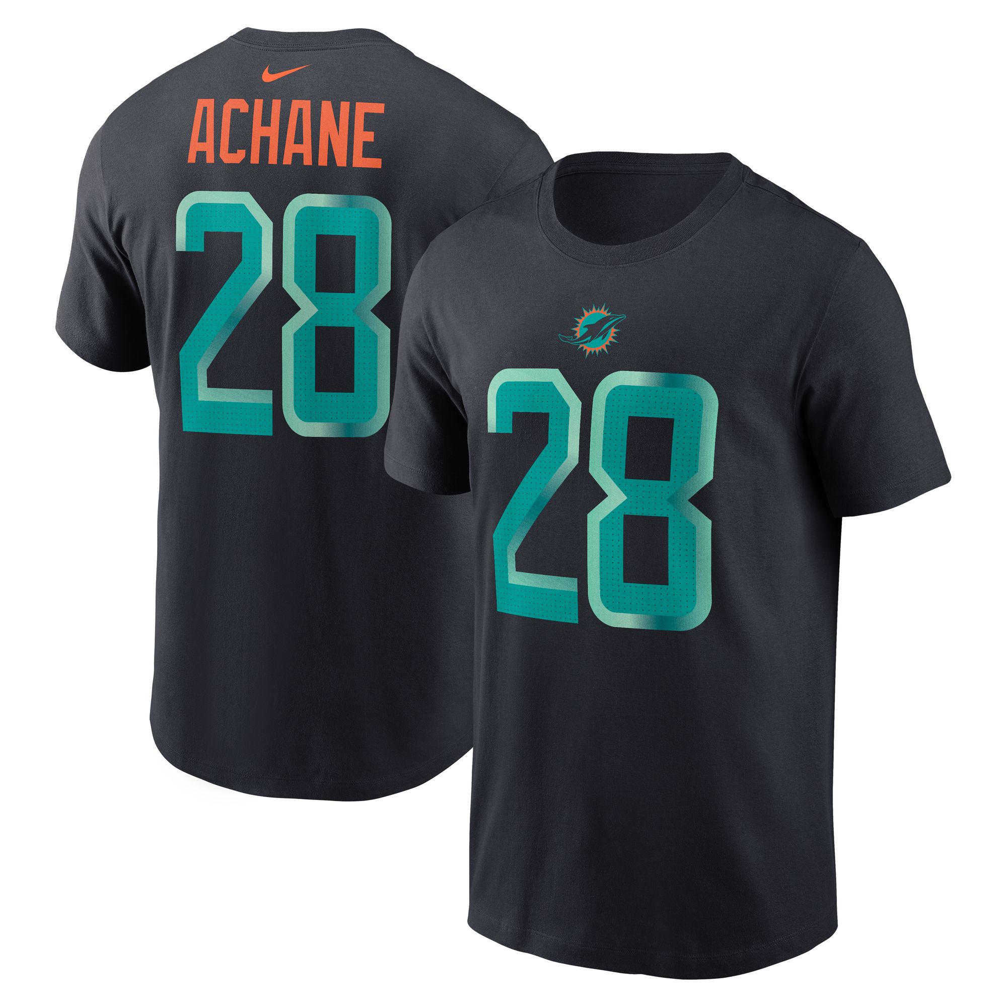 Nike Men's Miami Dolphins DeVon Achane #28 Blue T-Shirt