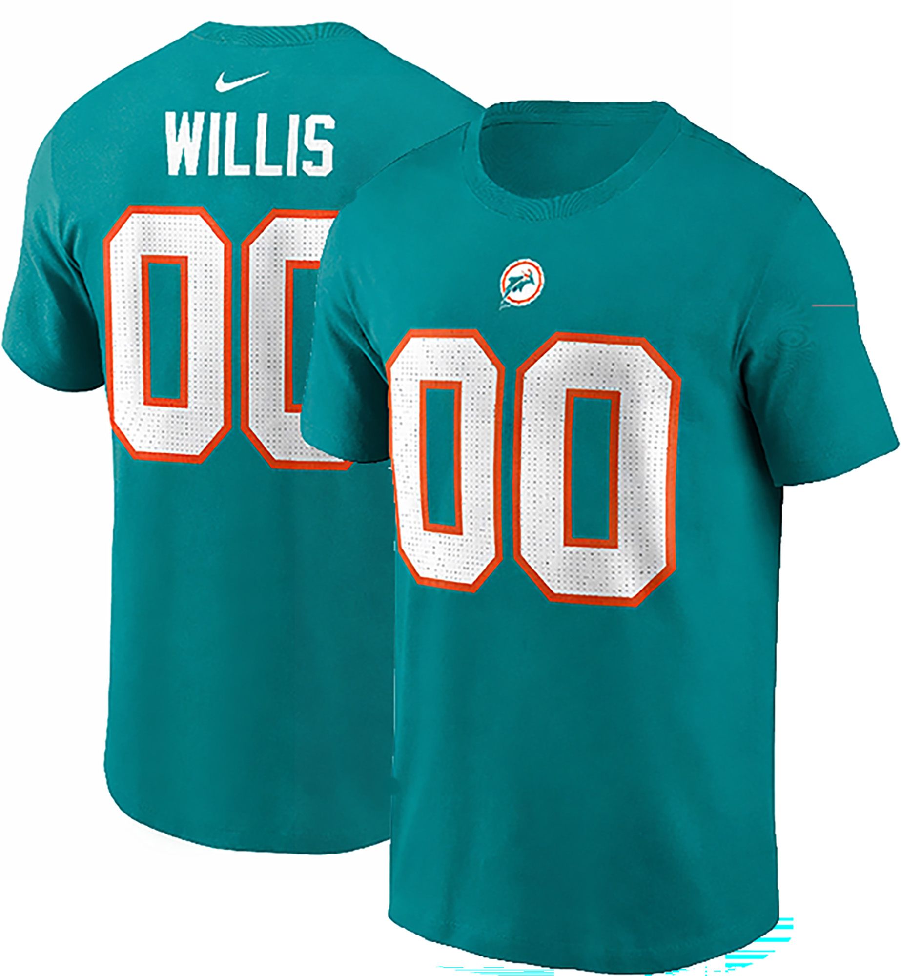 Nike Men's Miami Dolphins Aqua Malik Willis #00 Home T-Shirt