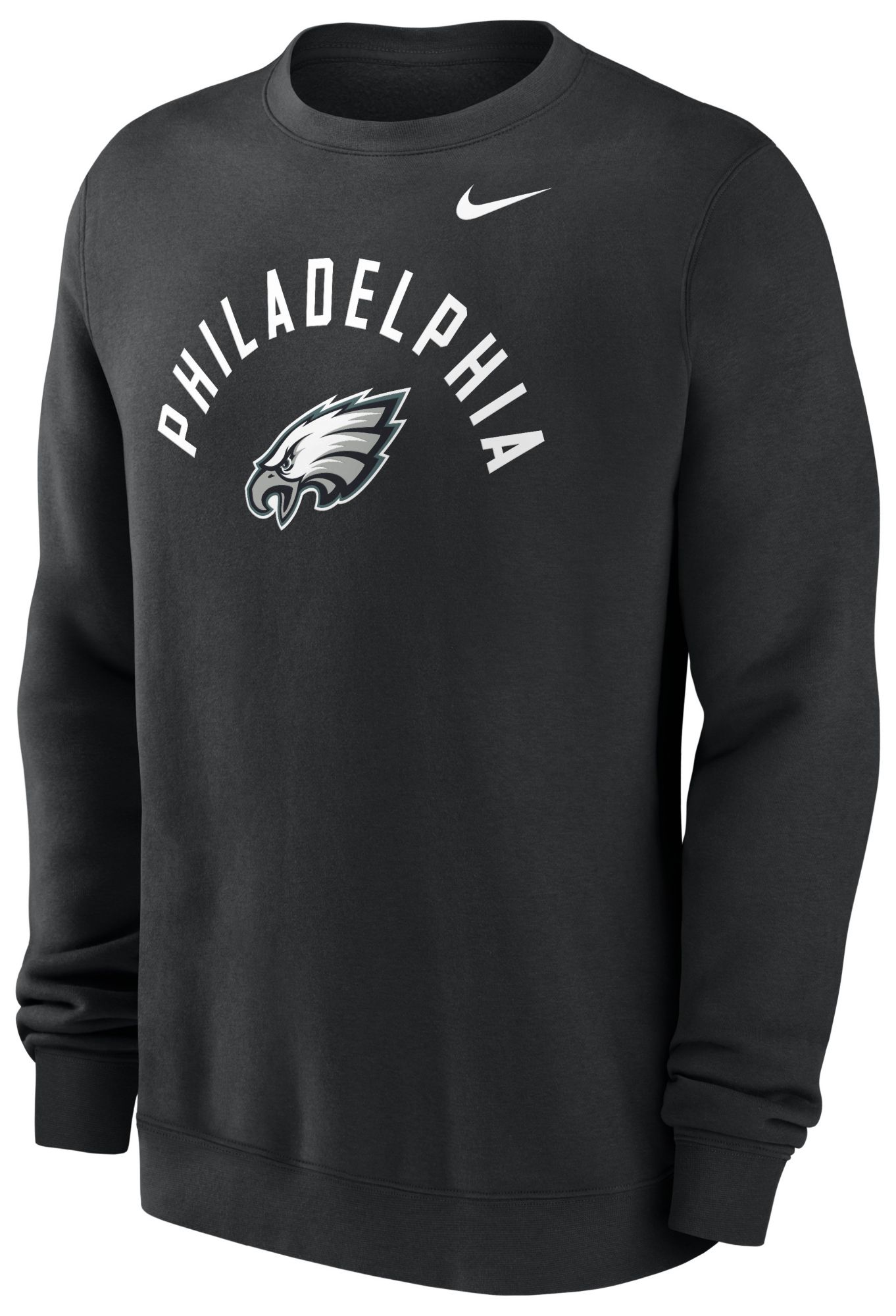 Nike Men's Philadelphia Eagles Black Club Fleece Arch Crewneck Sweatshirt