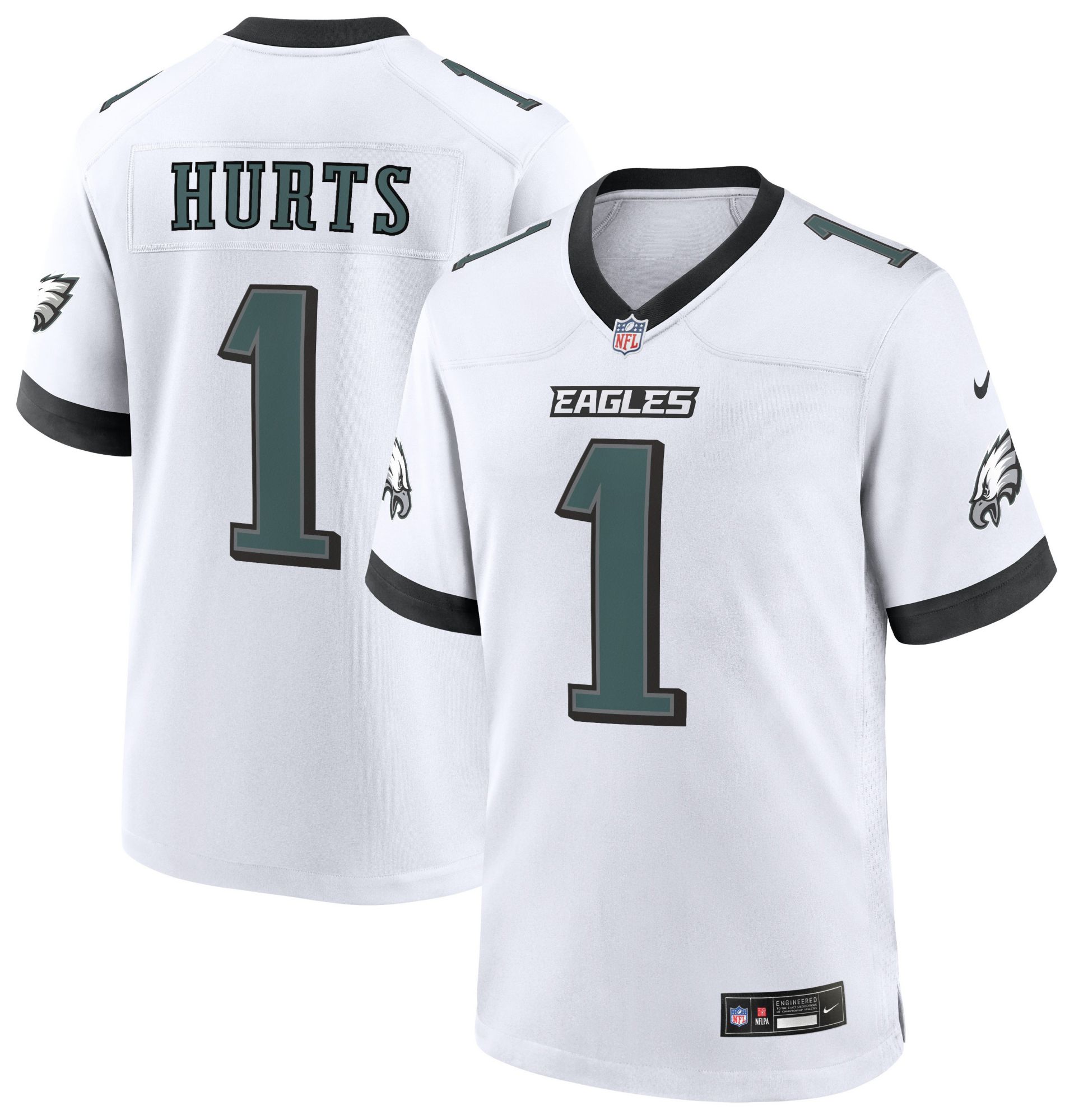 Nike Men's Philadelphia Eagles Jalen Hurts #1 White Road Game Jersey