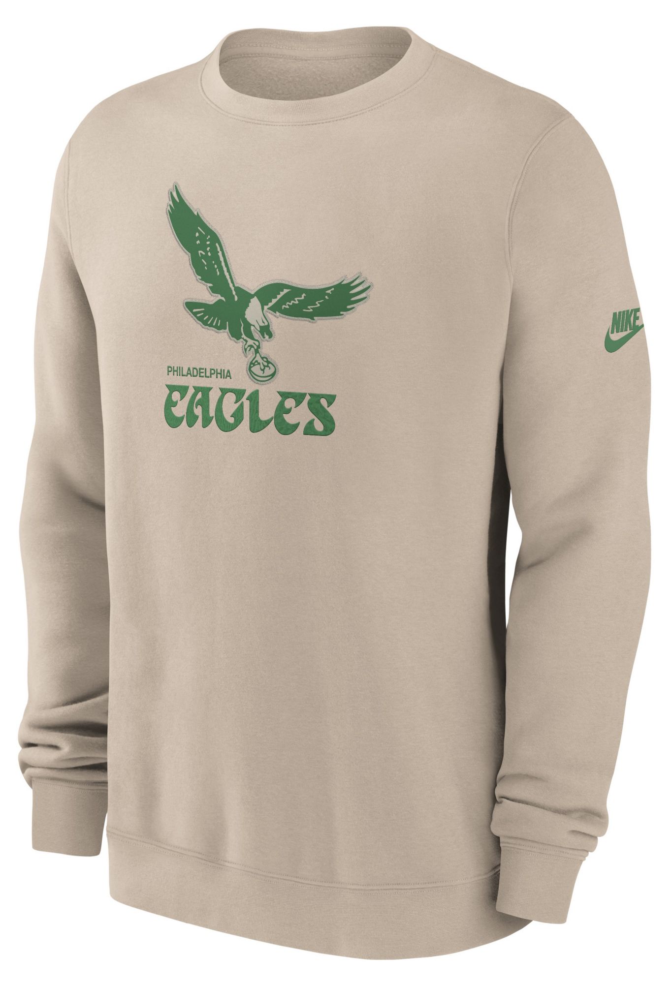 Nike Men's Philadelphia Eagles Desert Sand Club Fleece Rewind Crewneck Sweatshirt