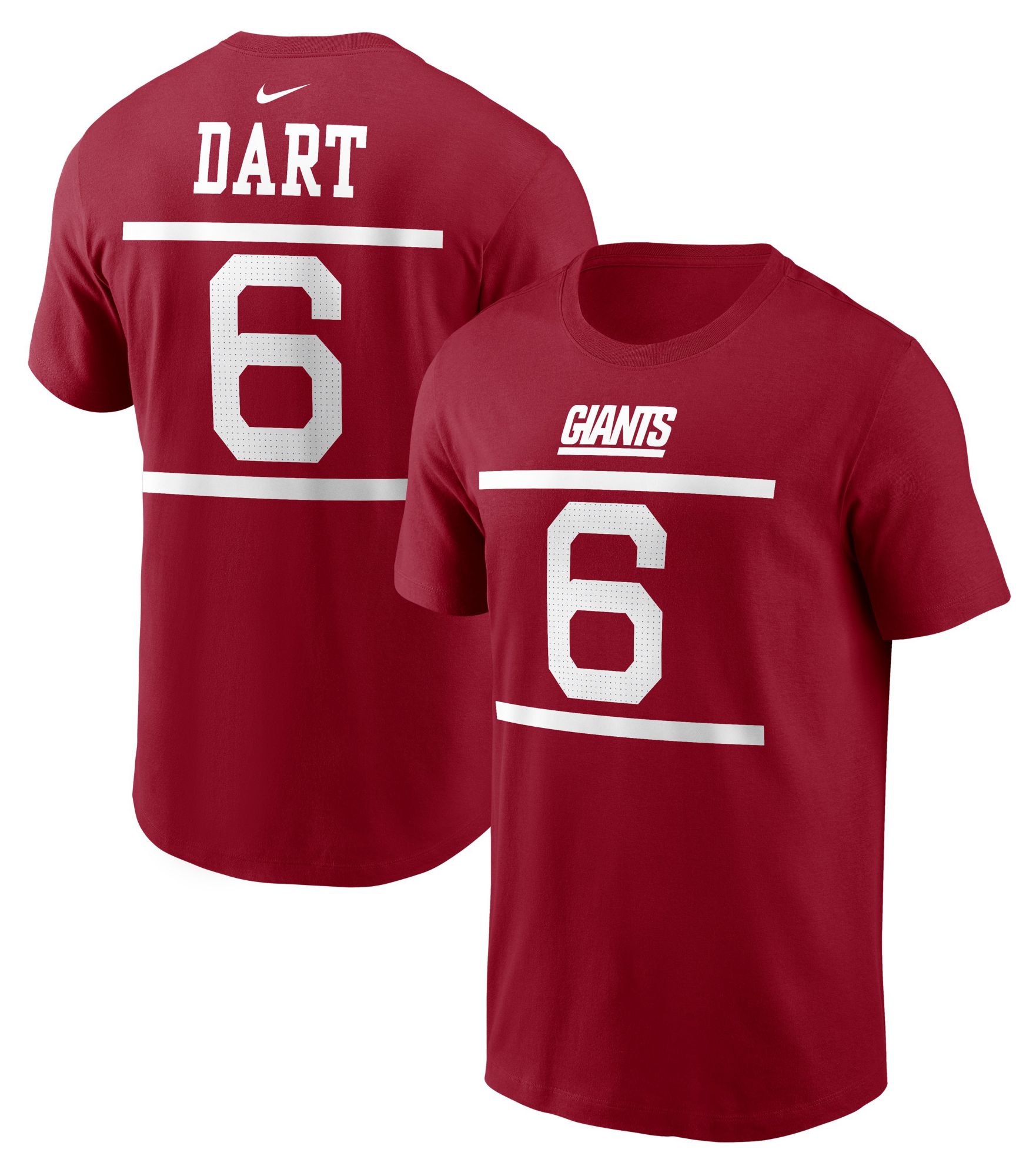 Nike Men's New York Giants Red Jaxson Dart #6 T-Shirt