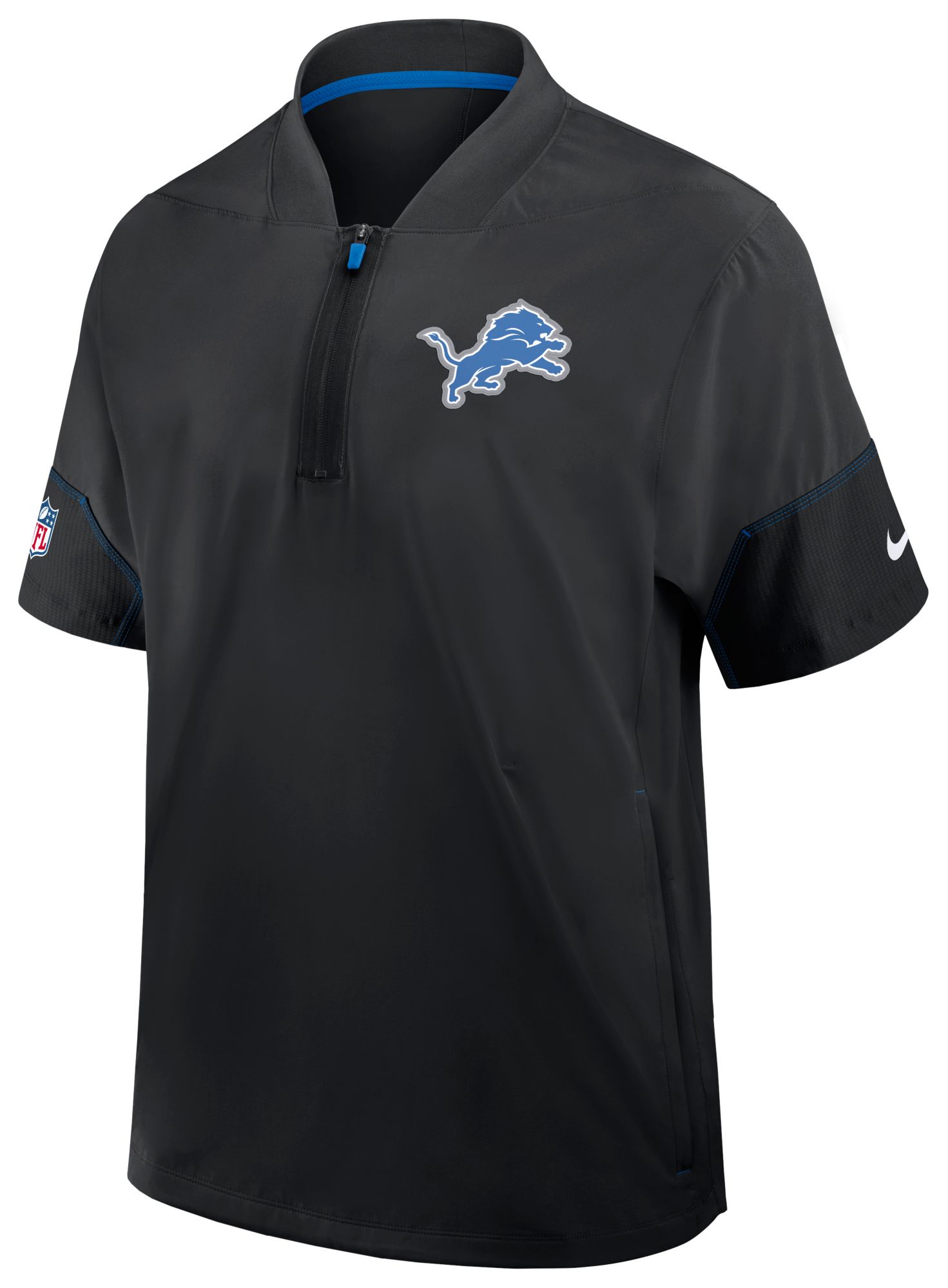 Nike Men's Detroit Lions Black Sideline Short Sleeve Coach's Jacket
