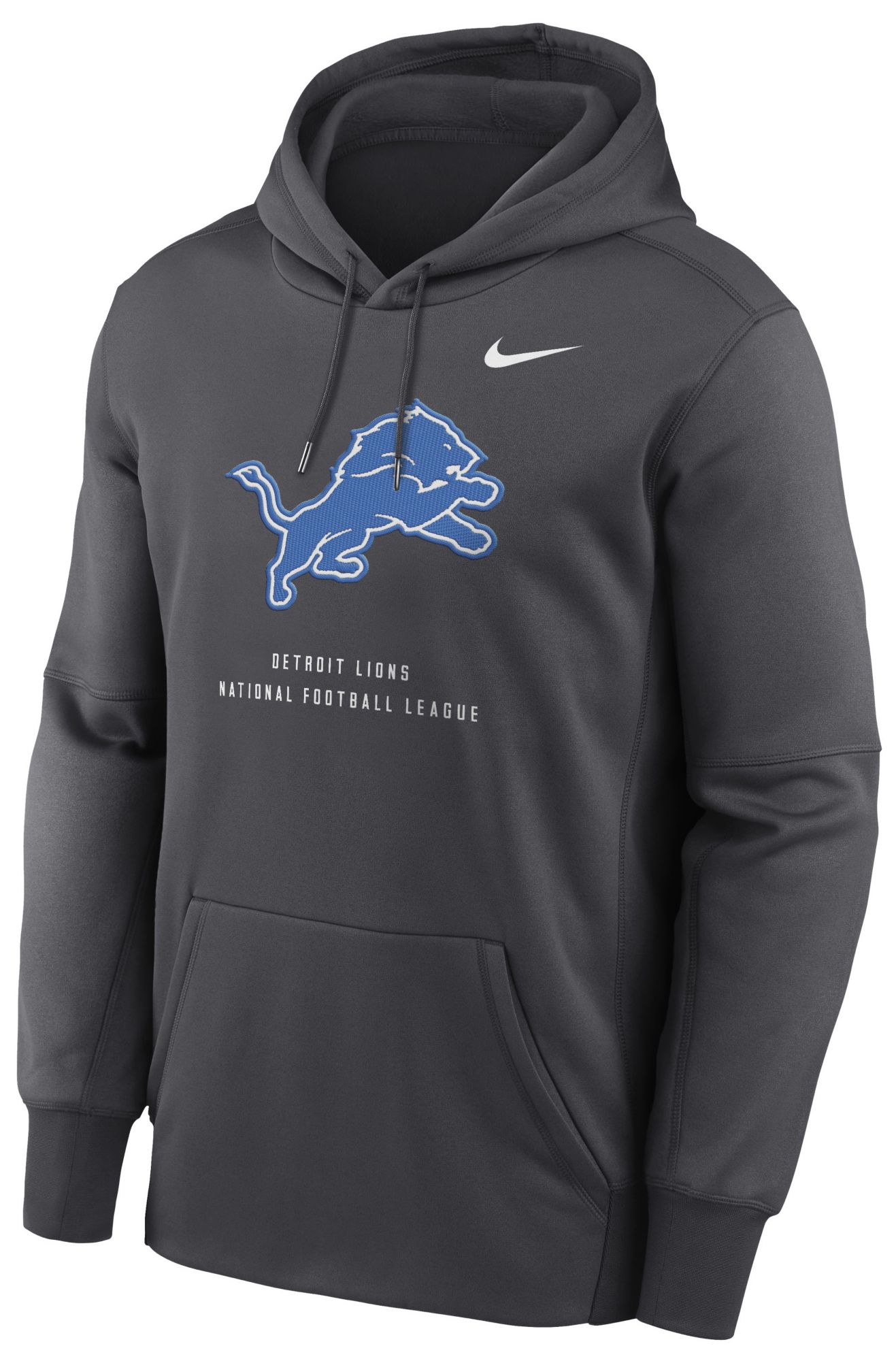 Nike Men's Detroit Lions Anthracite Therma Fleece Hoodie