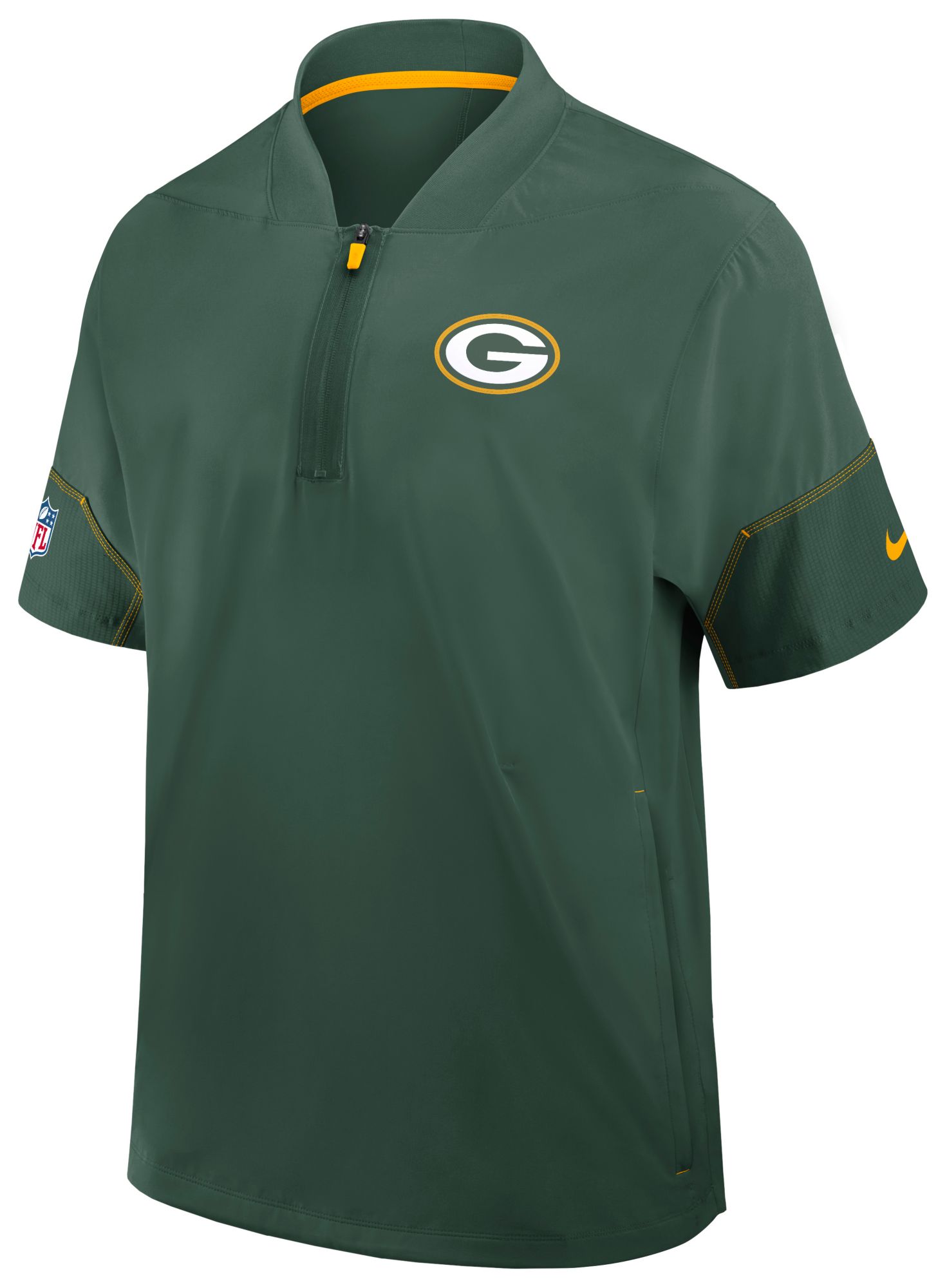 Nike Men's Green Bay Packers Green Sideline Short Sleeve Coach's Jacket