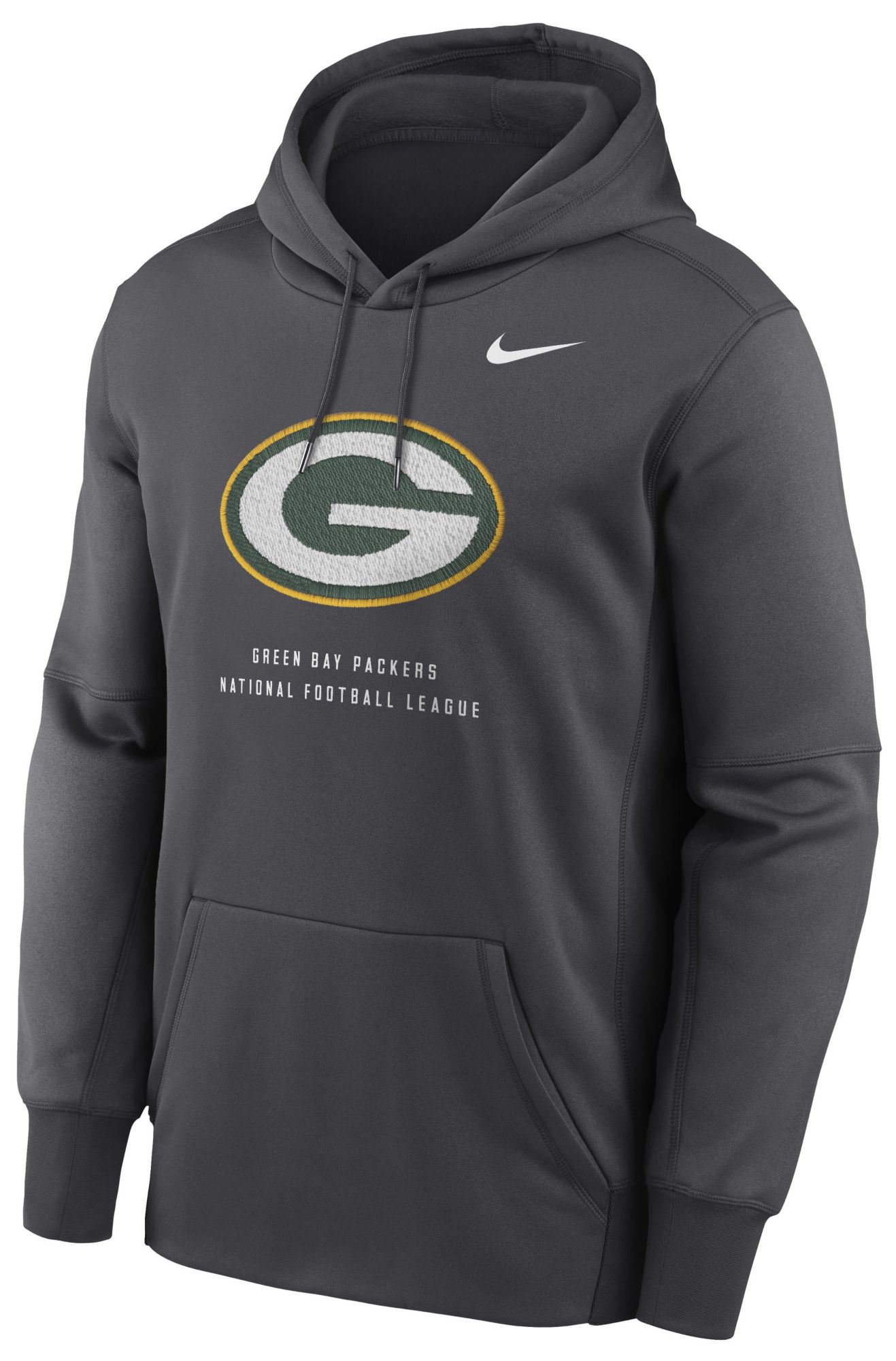 Nike Men's Green Bay Packers Anthracite Therma Fleece Hoodie