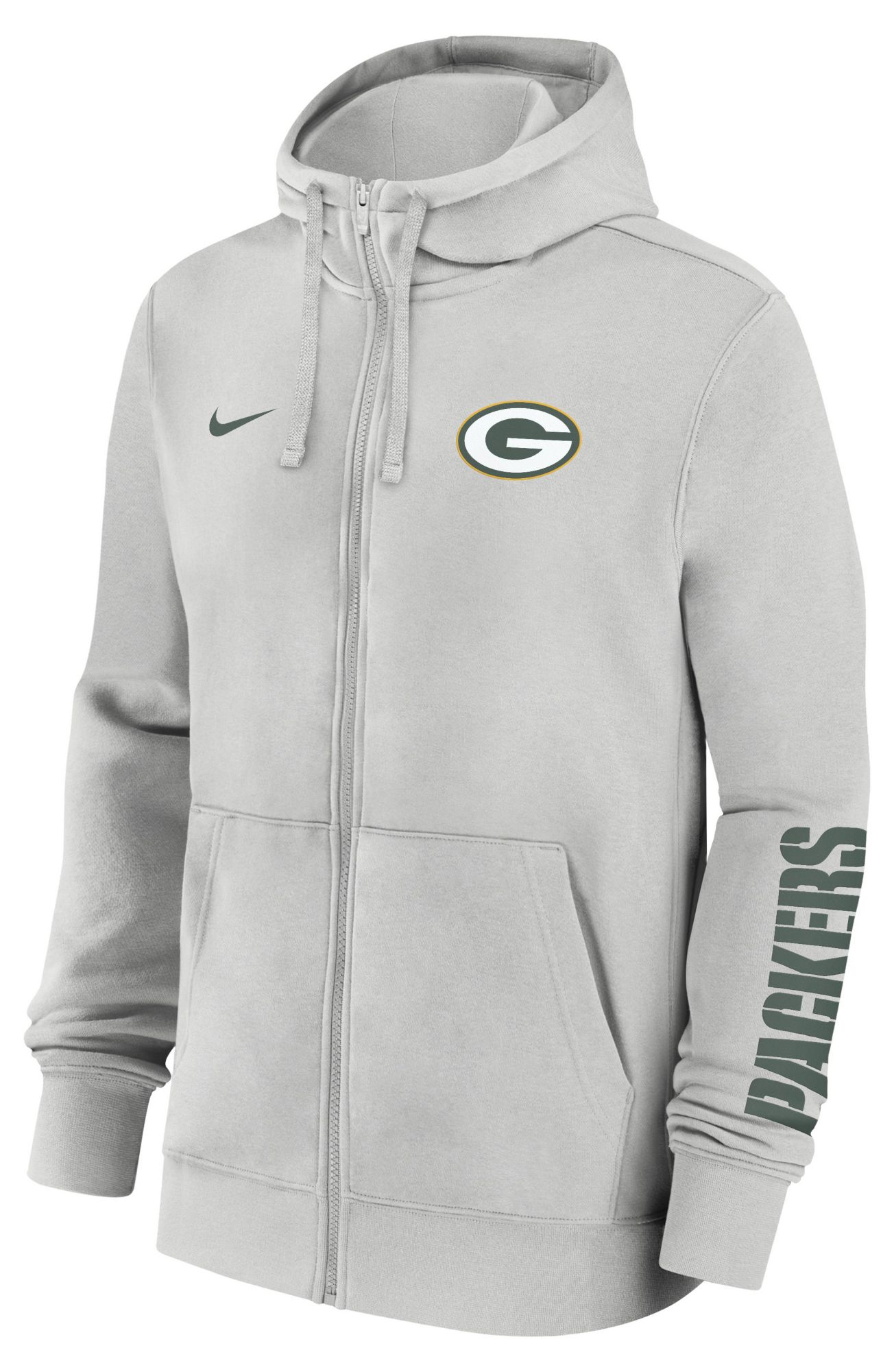 Nike Men's Green Bay Packers Photon Dust Club Fleece Full Zip Hoodie