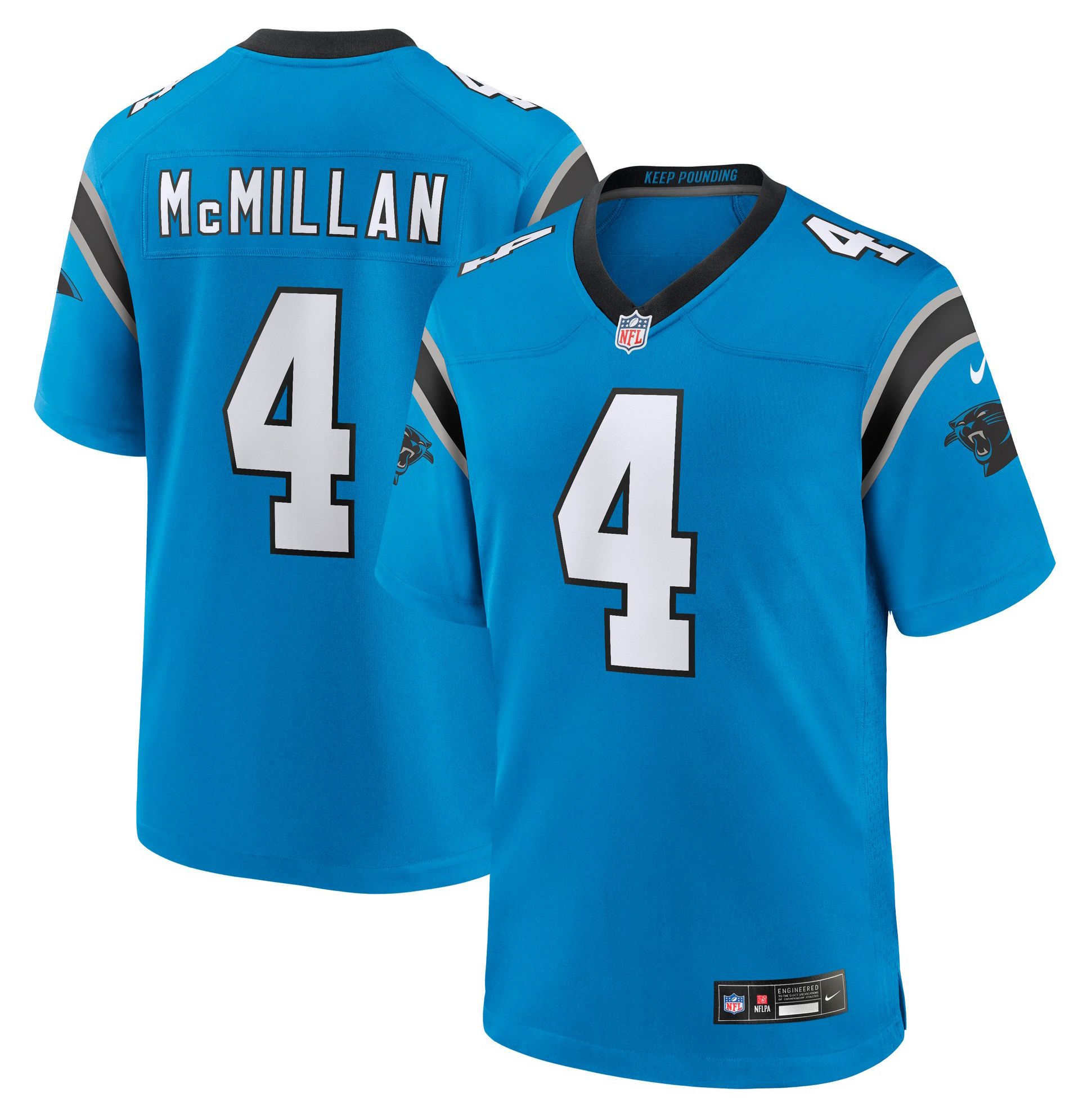 Nike Men's Carolina Panthers Tetairoa McMillan #4 Neptune Blue Alternate Game Jersey