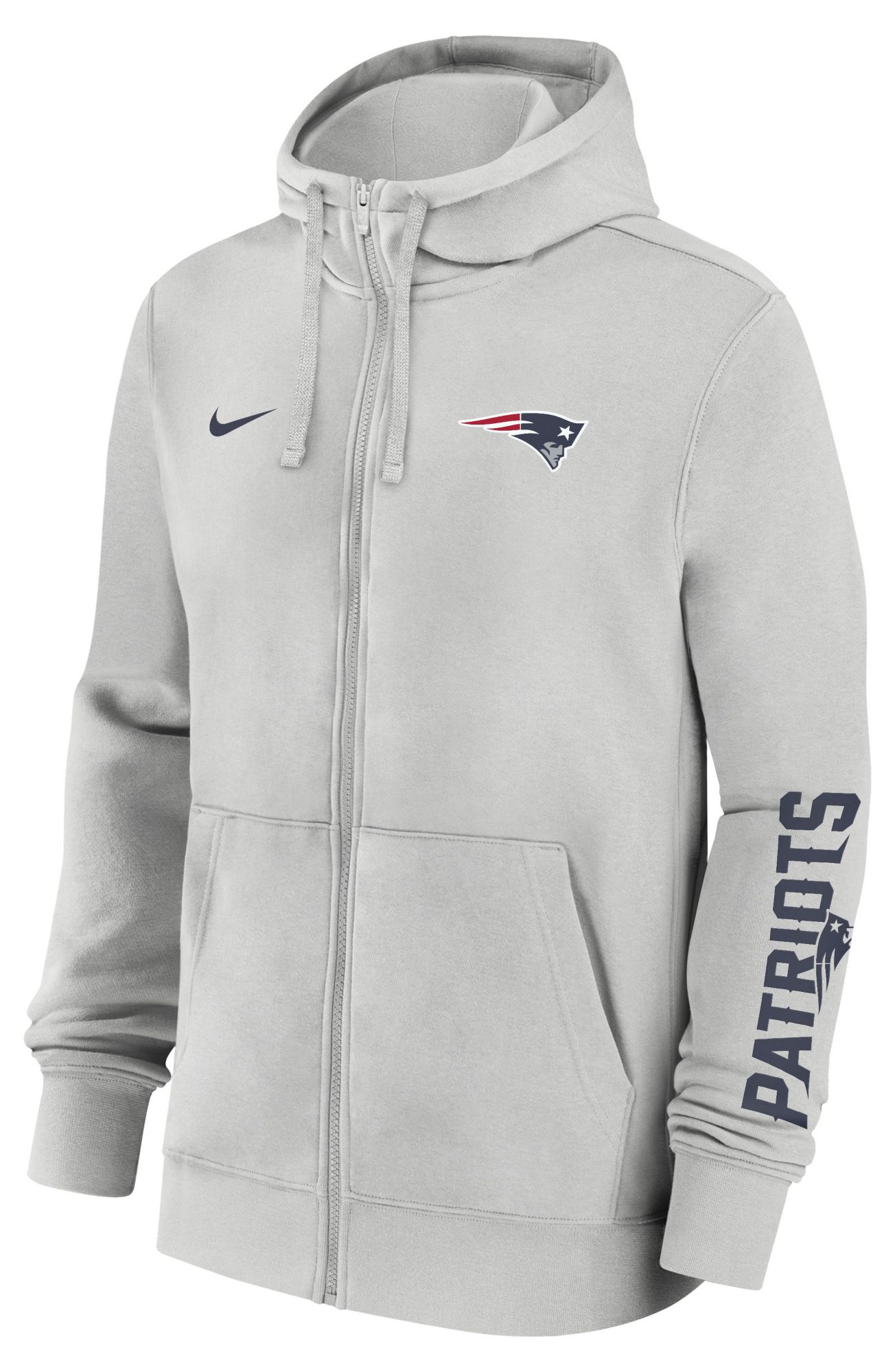 Nike Men's New England Patriots Photon Dust Club Fleece Full Zip Hoodie
